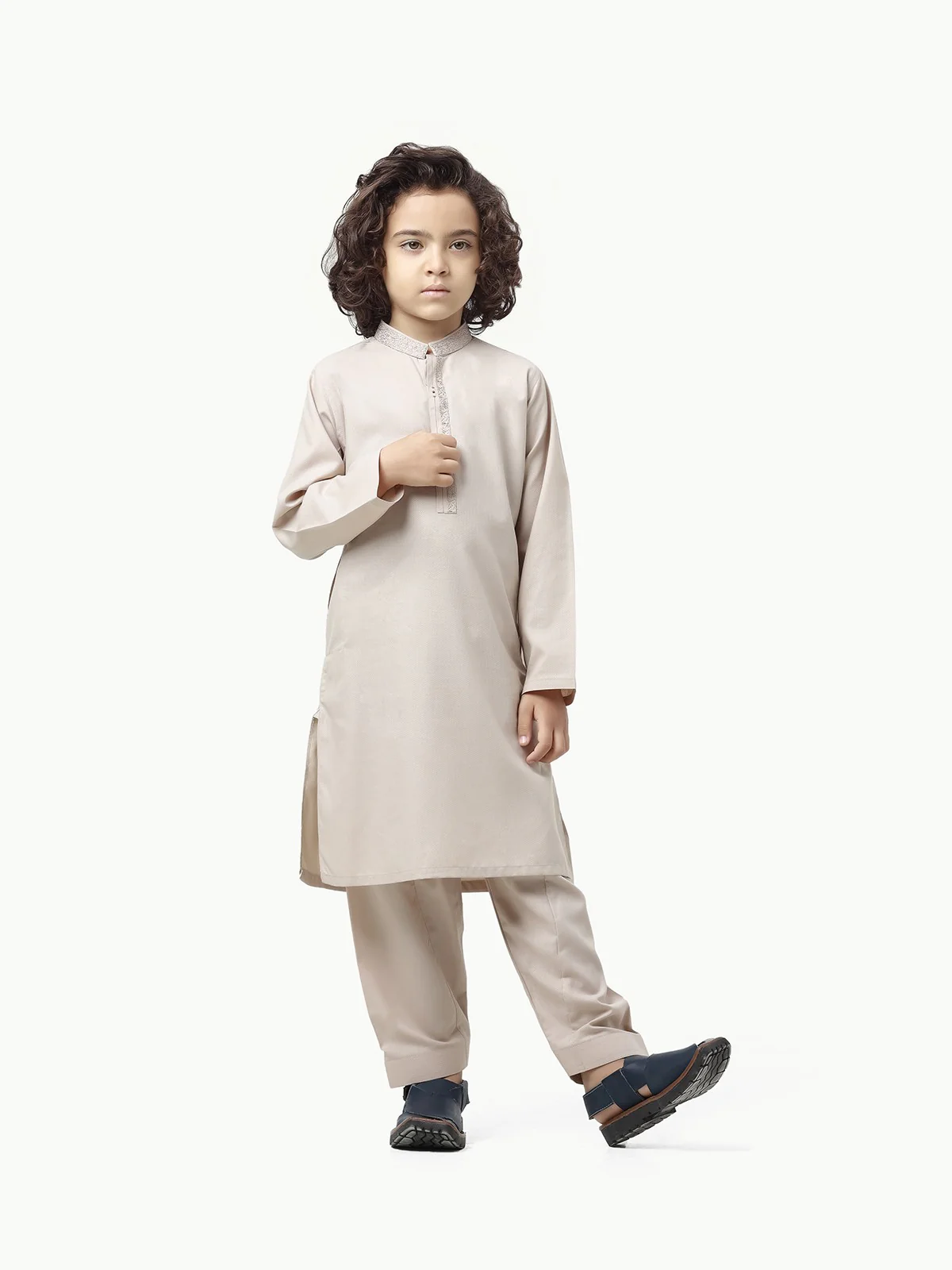 Boy's Beige Kurta Shalwar - EBTKS23-3871 - Image 3
