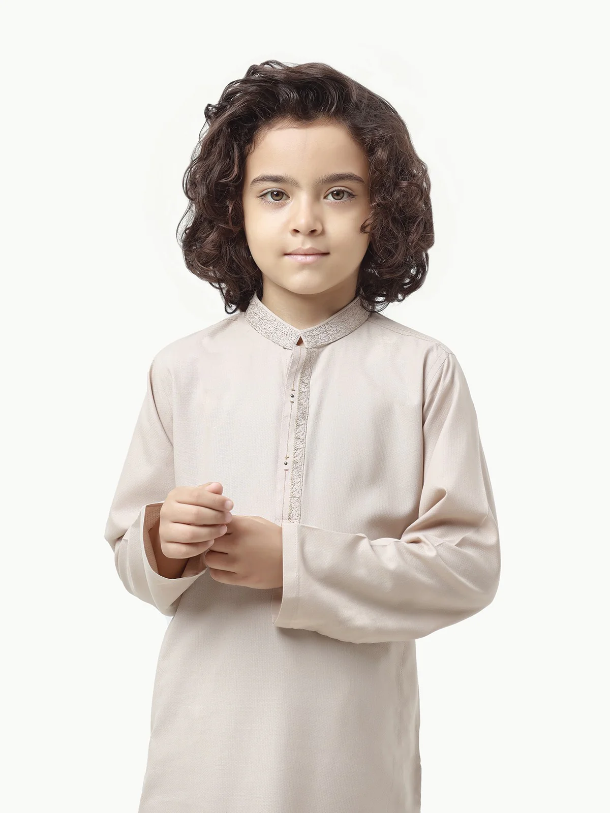 Boy's Beige Kurta Shalwar - EBTKS23-3871 - Image 4