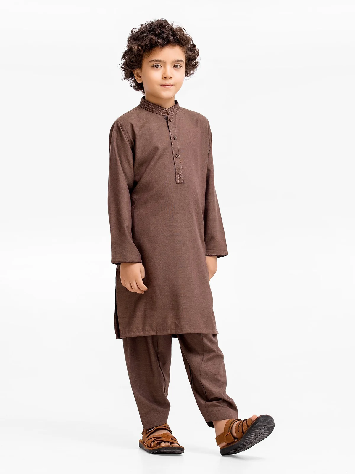 Boy's Brown Kurta Shalwar - EBTKS23-3878 - Image 3