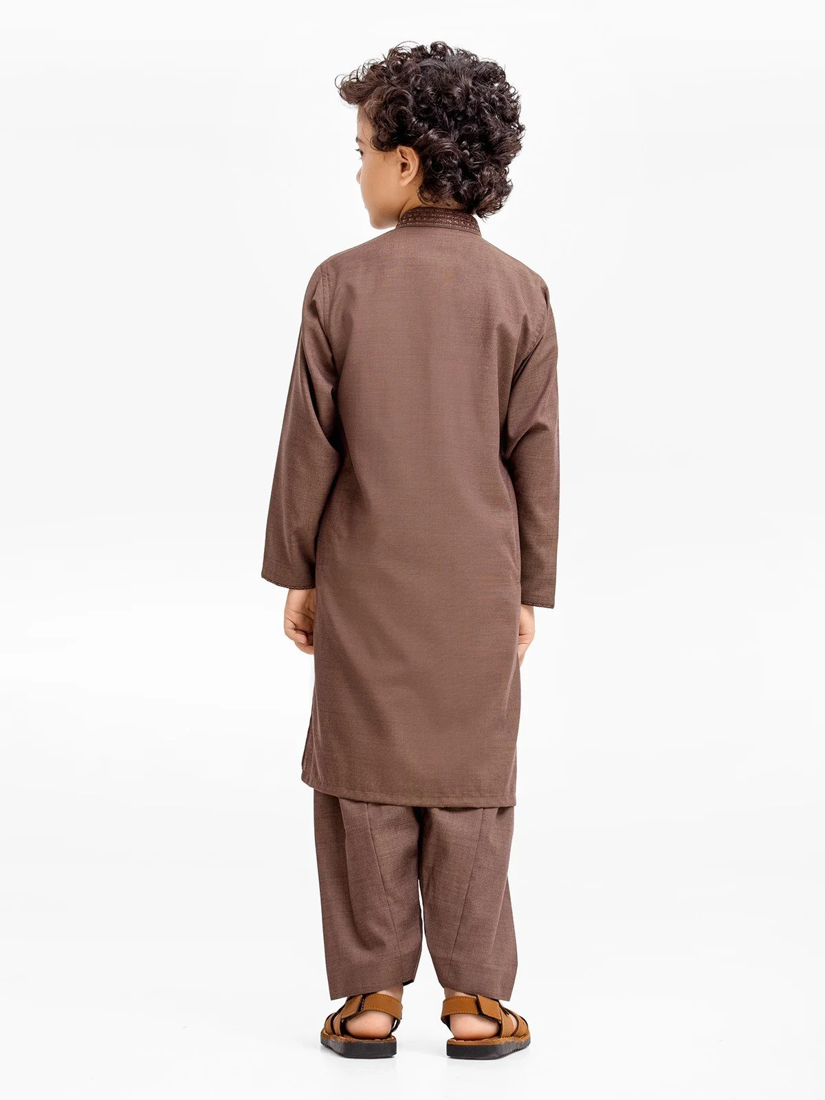 Boy's Brown Kurta Shalwar - EBTKS23-3878 - Image 6