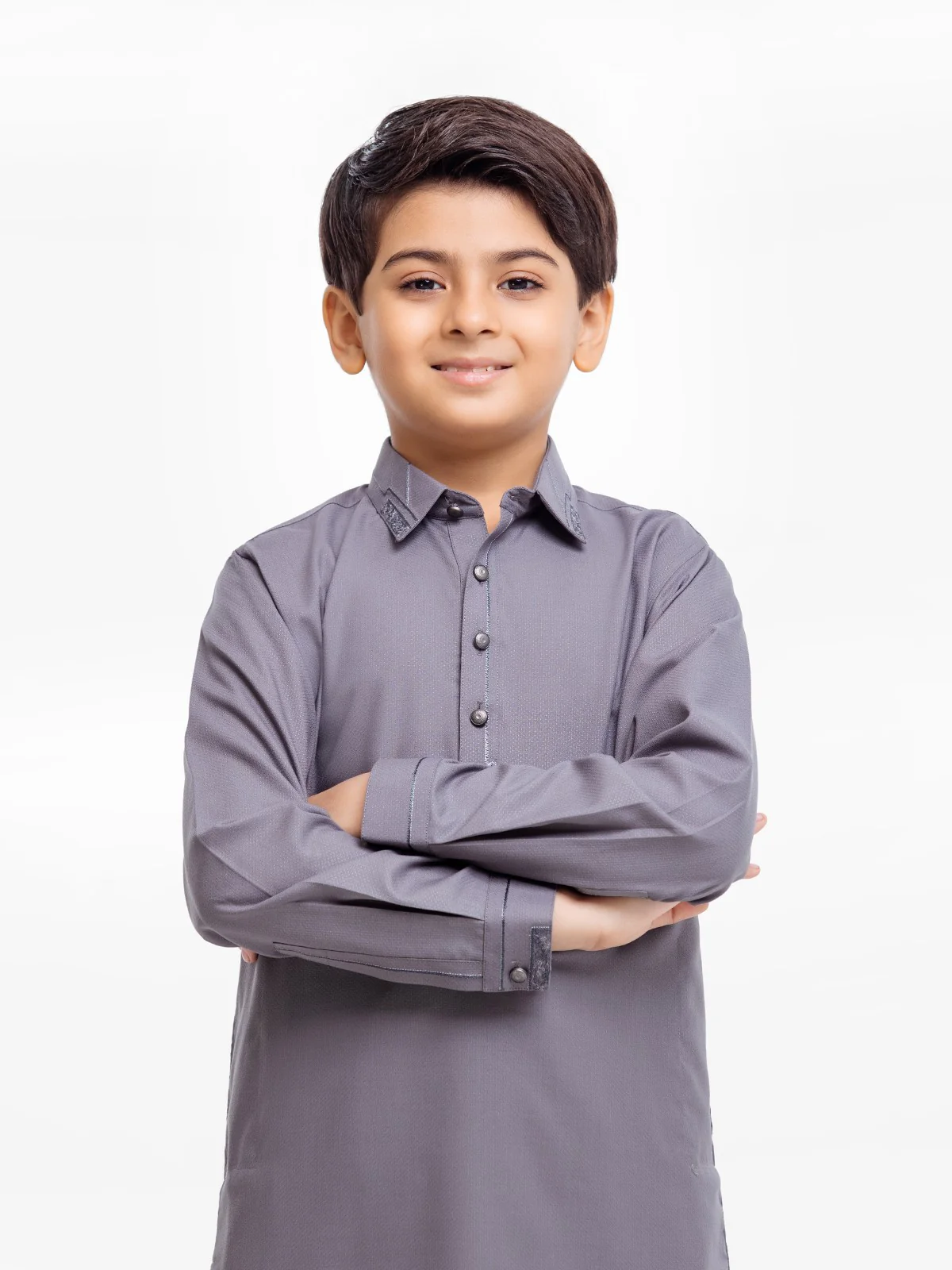 Boy's Dark Grey Kurta Shalwar - EBTKS23-3881 - Image 3