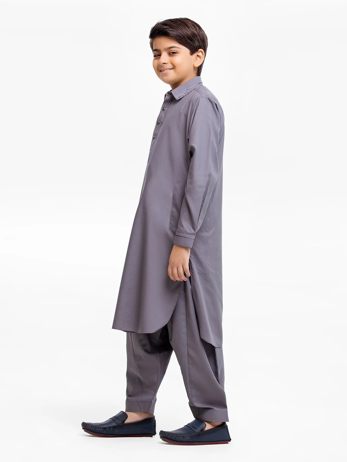 Boy's Dark Grey Kurta Shalwar - EBTKS23-3881 - Image 4