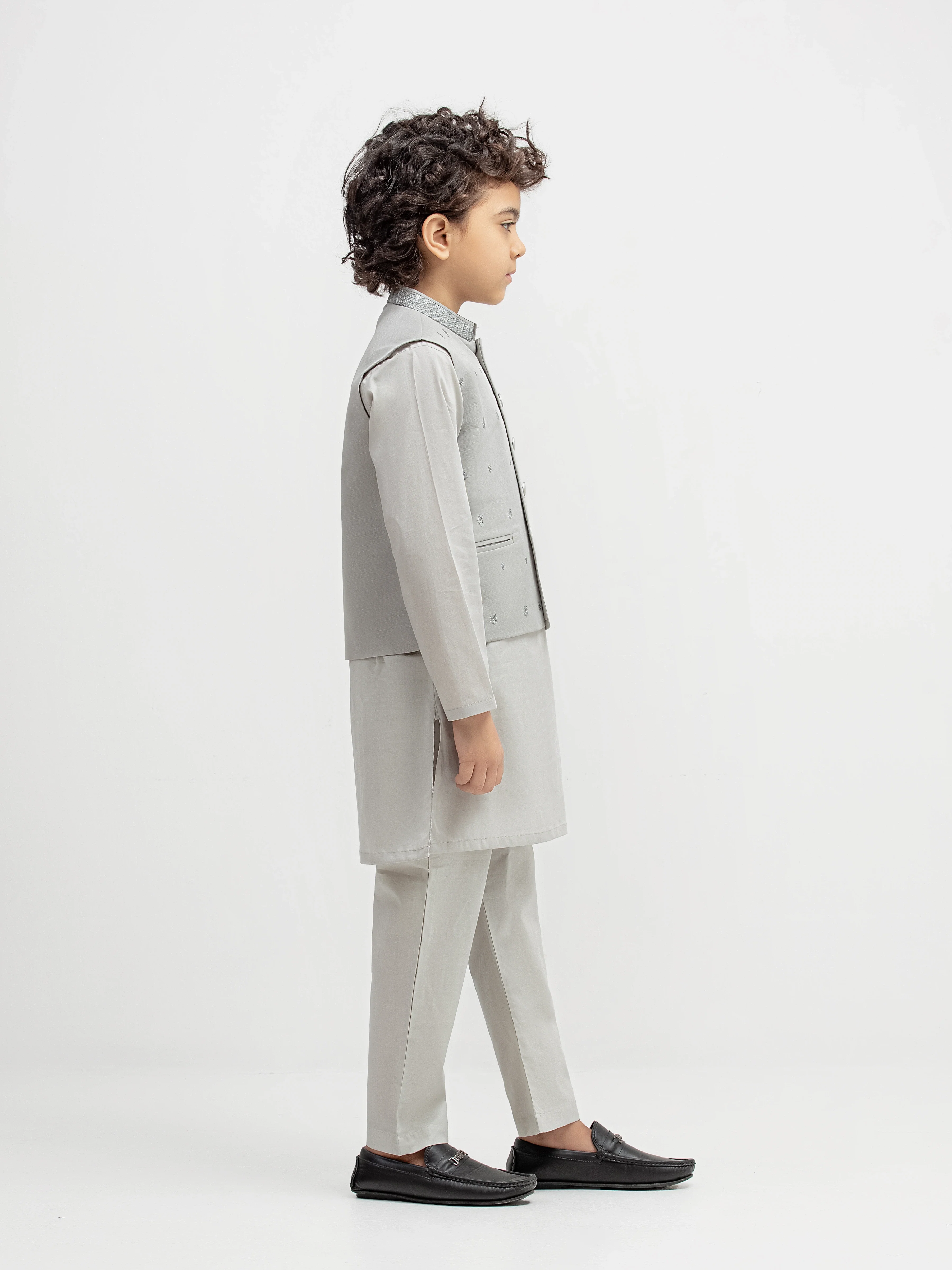 Boy's Ash Grey Waist Coat Suit - ECBTWCS5-091 - Image 4