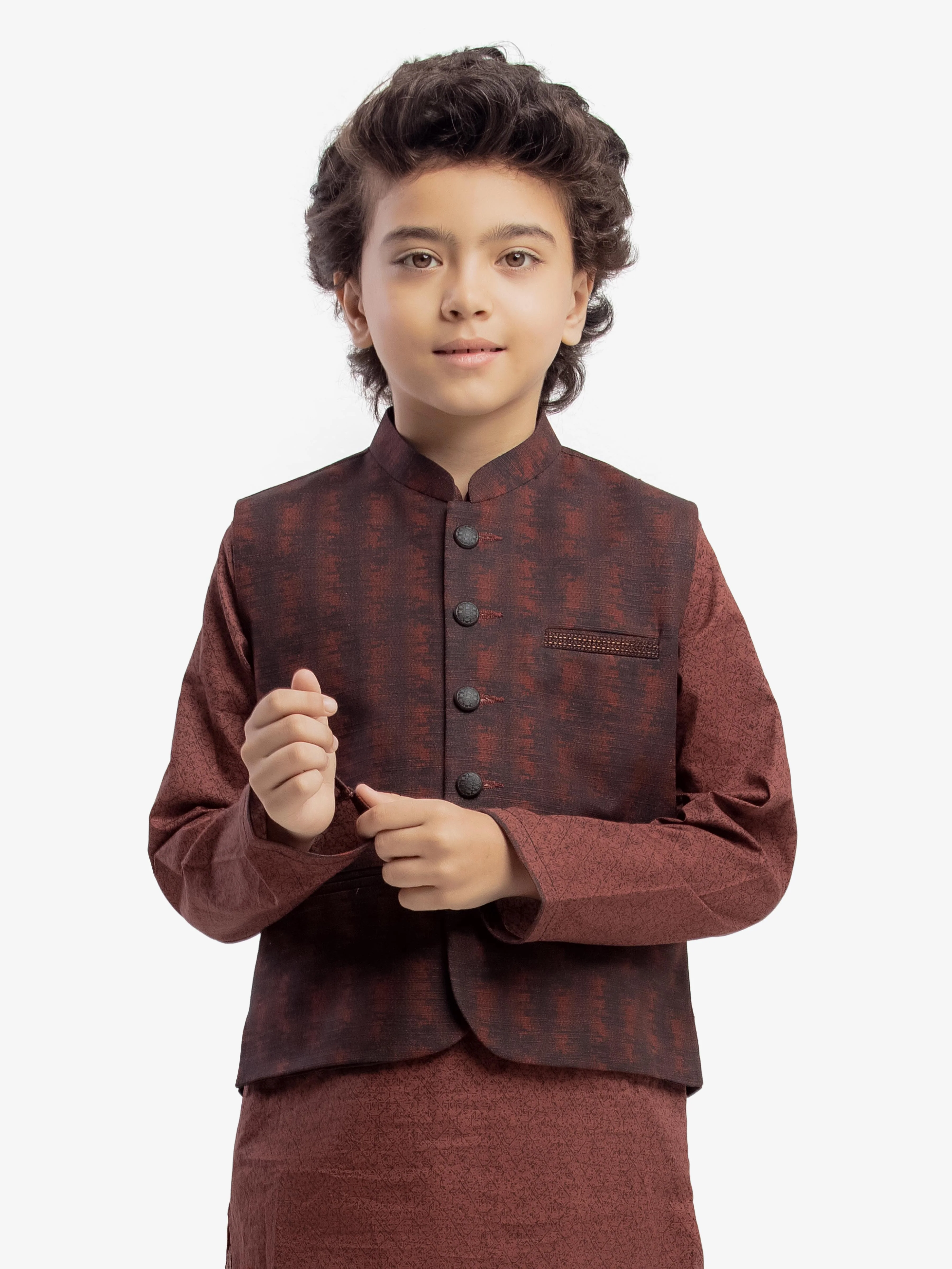 Boy's Black & Brown Waist Coat Suit - EBTWCS5-25207 - Image 5