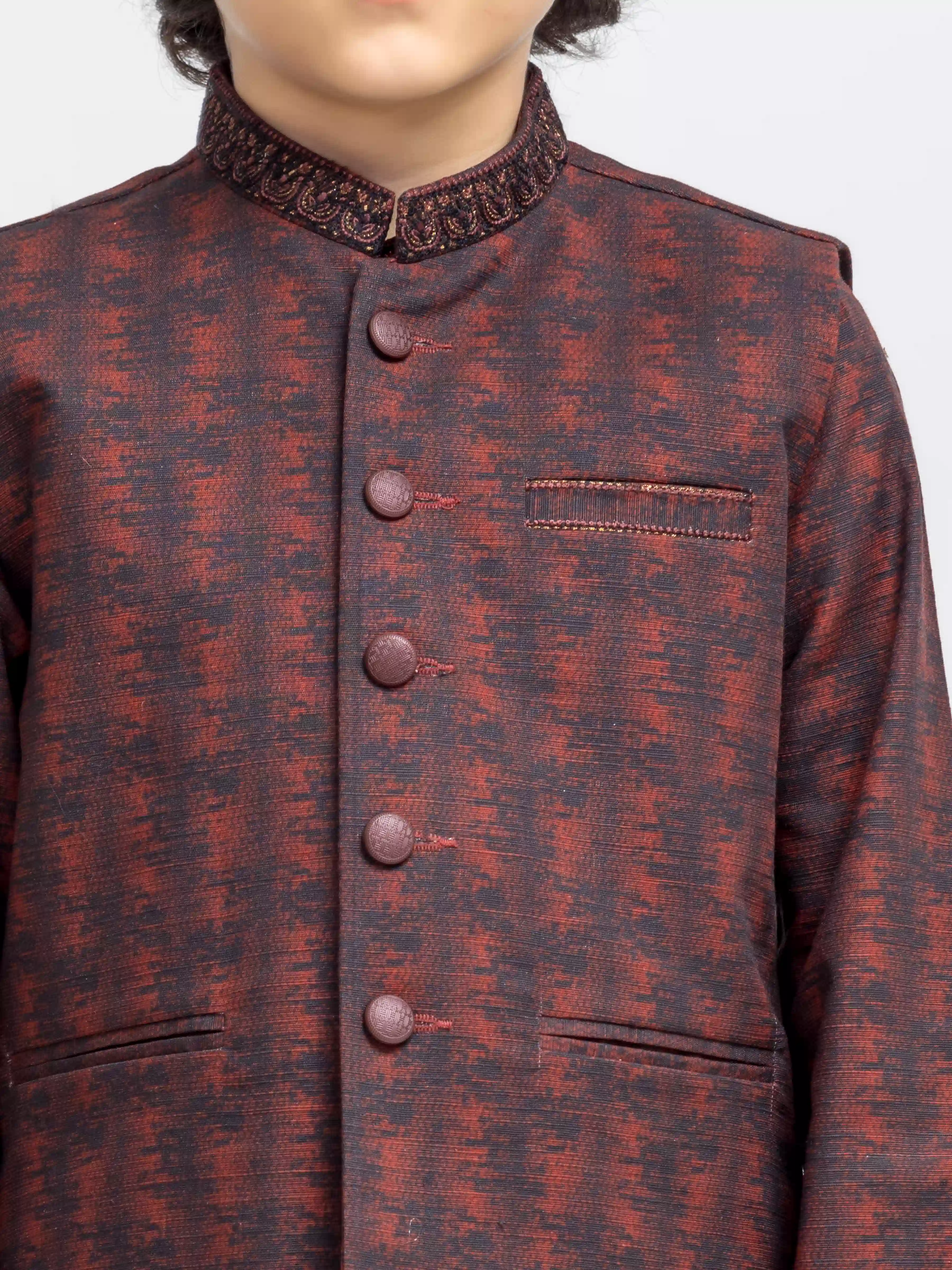 Boy's Black & Rust Waist Coat Suit - ECBTWCS5-092 - Image 3