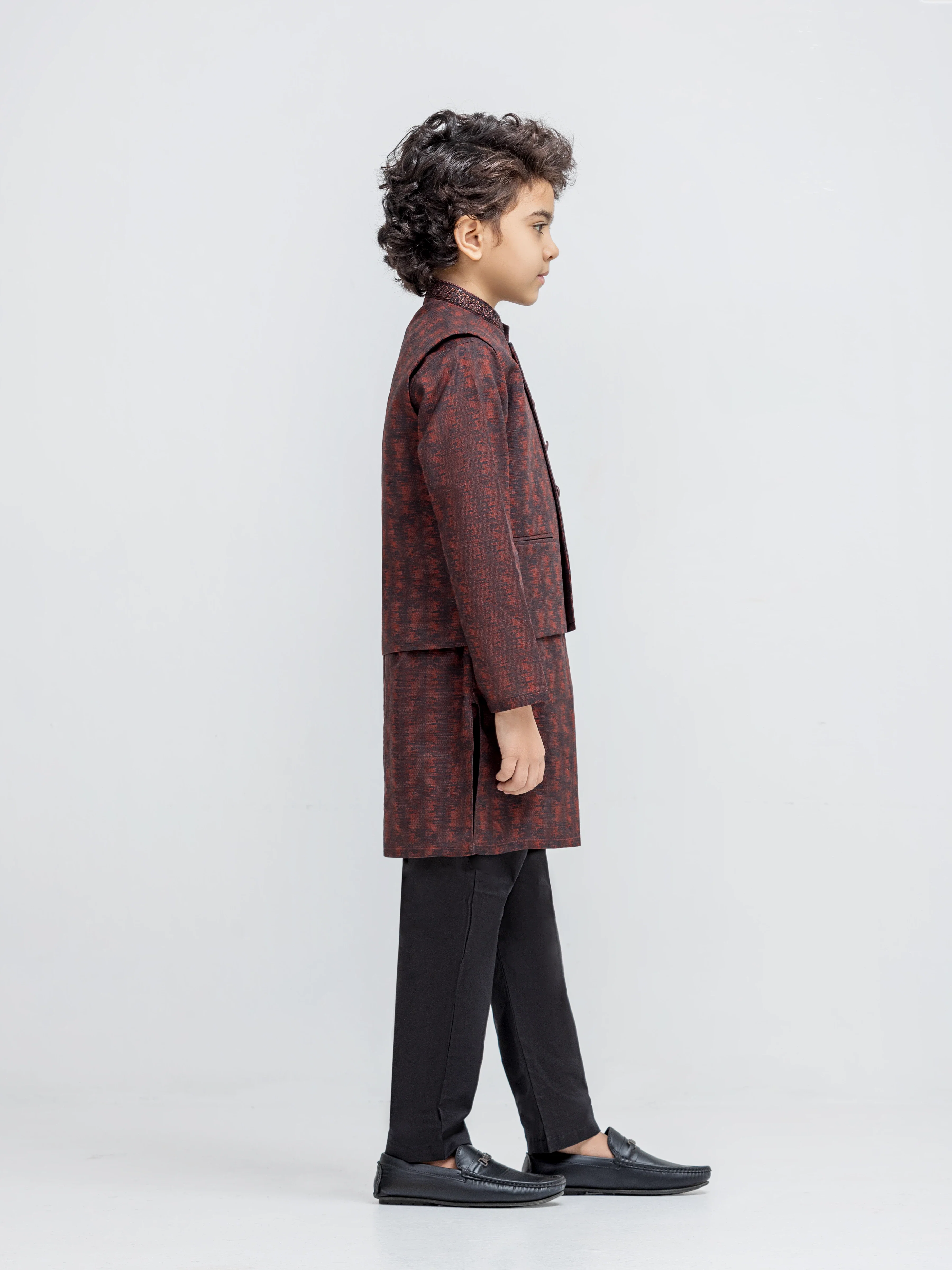 Boy's Black & Rust Waist Coat Suit - ECBTWCS5-092 - Image 4