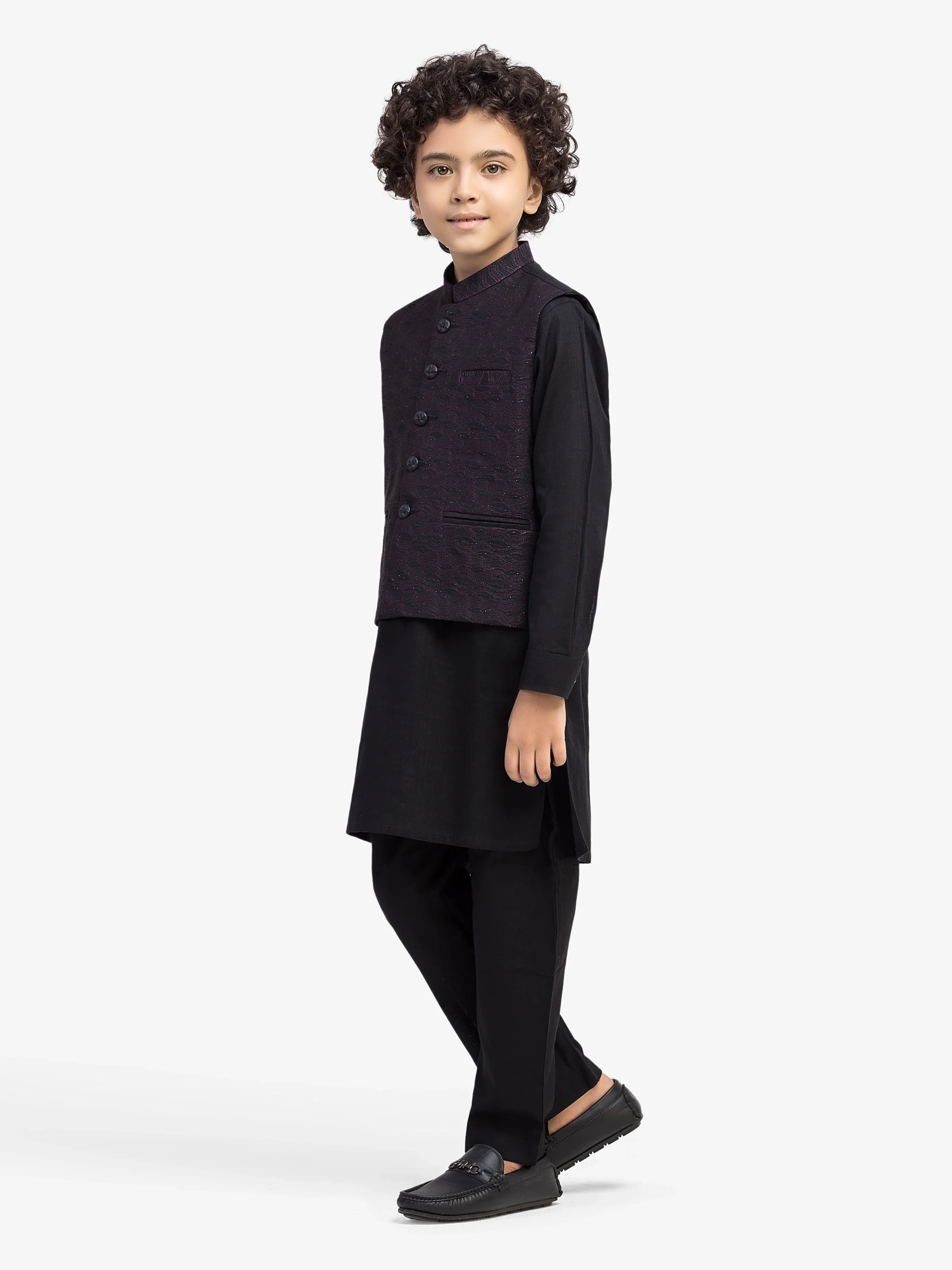 Boy's Black Waist Coat Suit - EBTWCS5-25200 - Image 4