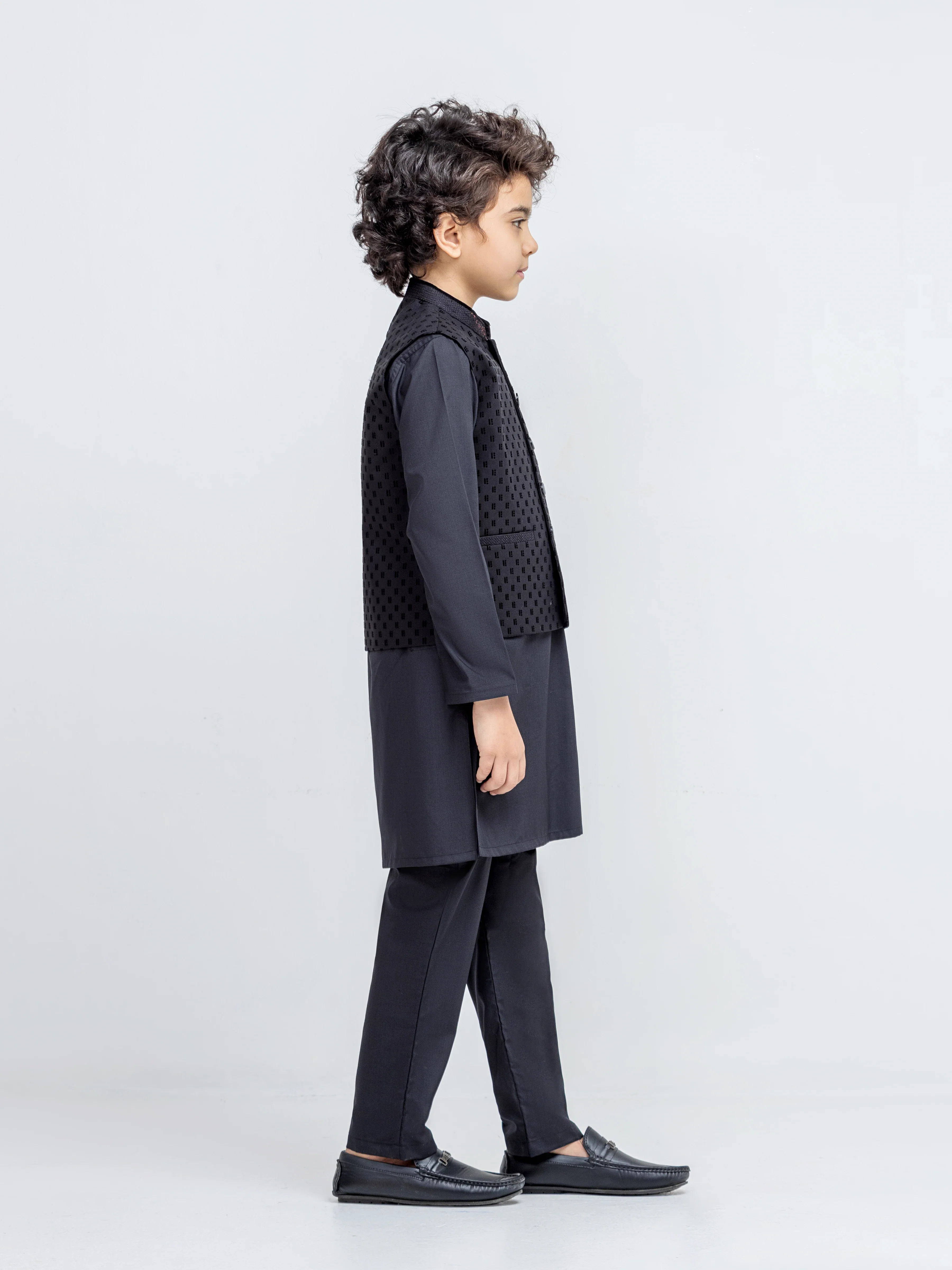 Boy's Black Waist Coat Suit - ECBTWCS5-093 - Image 4
