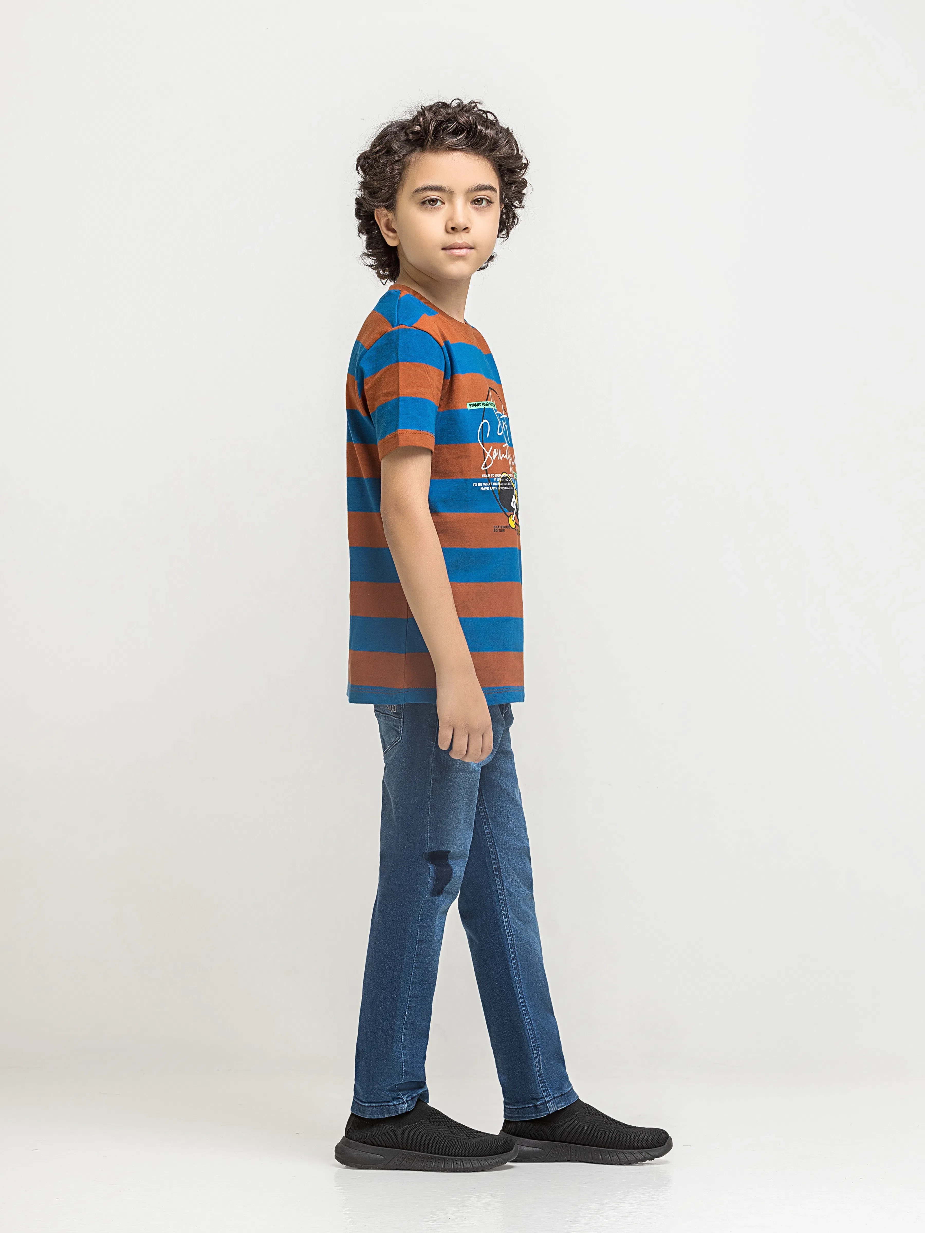 Boy's Blue & Brown T-Shirt - EBTTS6-056 - Image 4