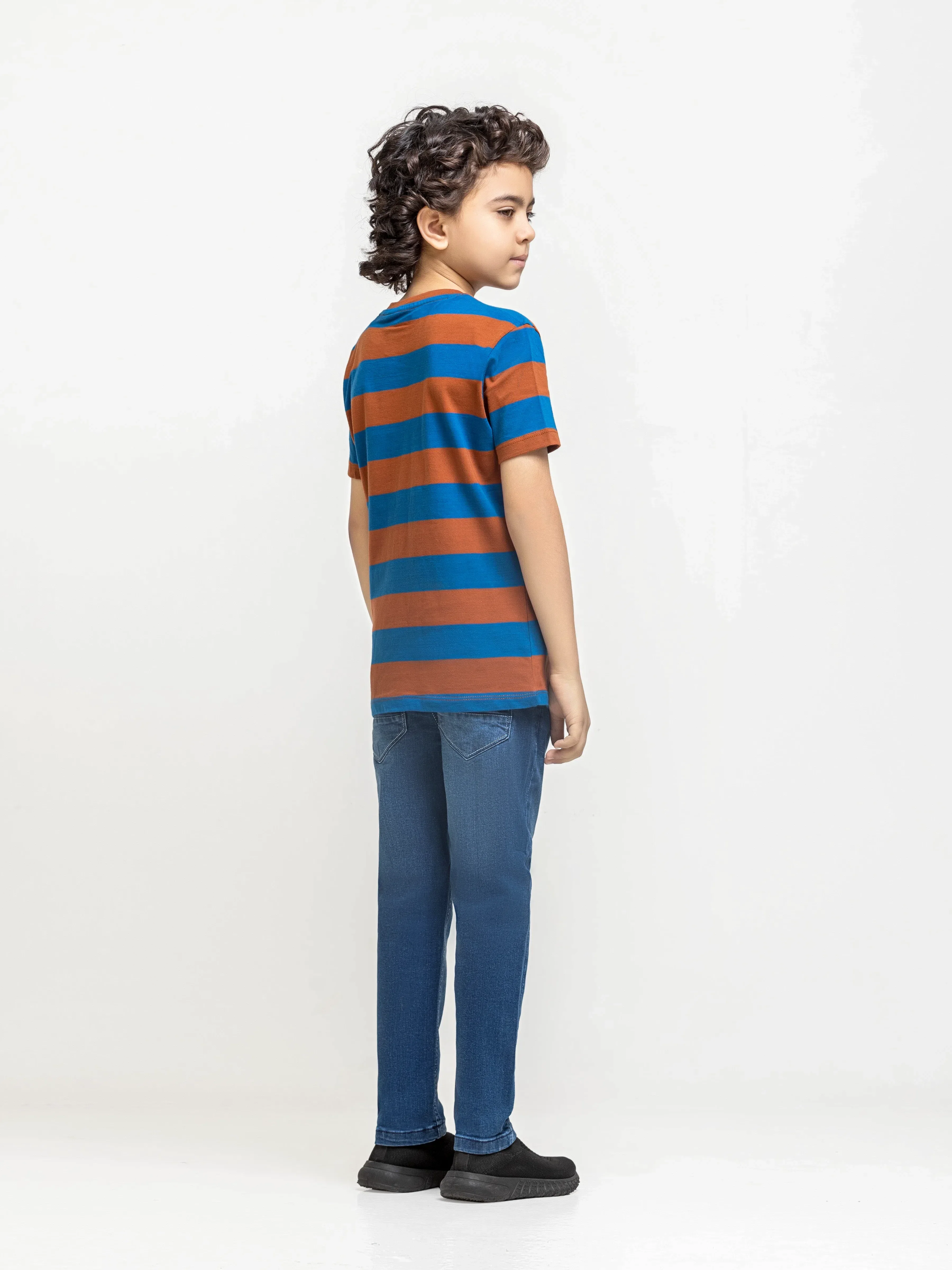 Boy's Blue & Brown T-Shirt - EBTTS6-056 - Image 5