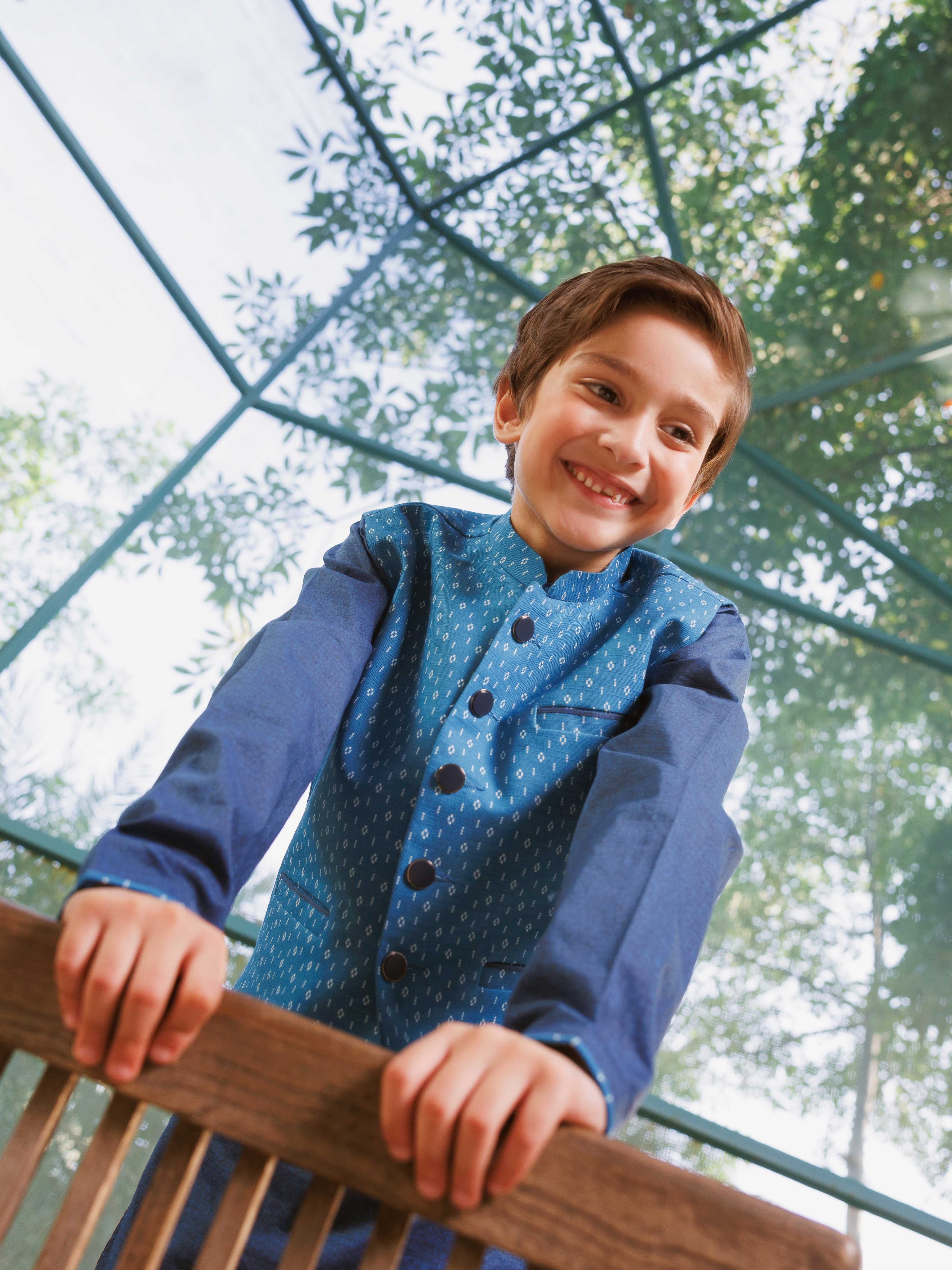 Boy's Blue Waist Coat Suit - EBTWCS5-25211 - Image 3