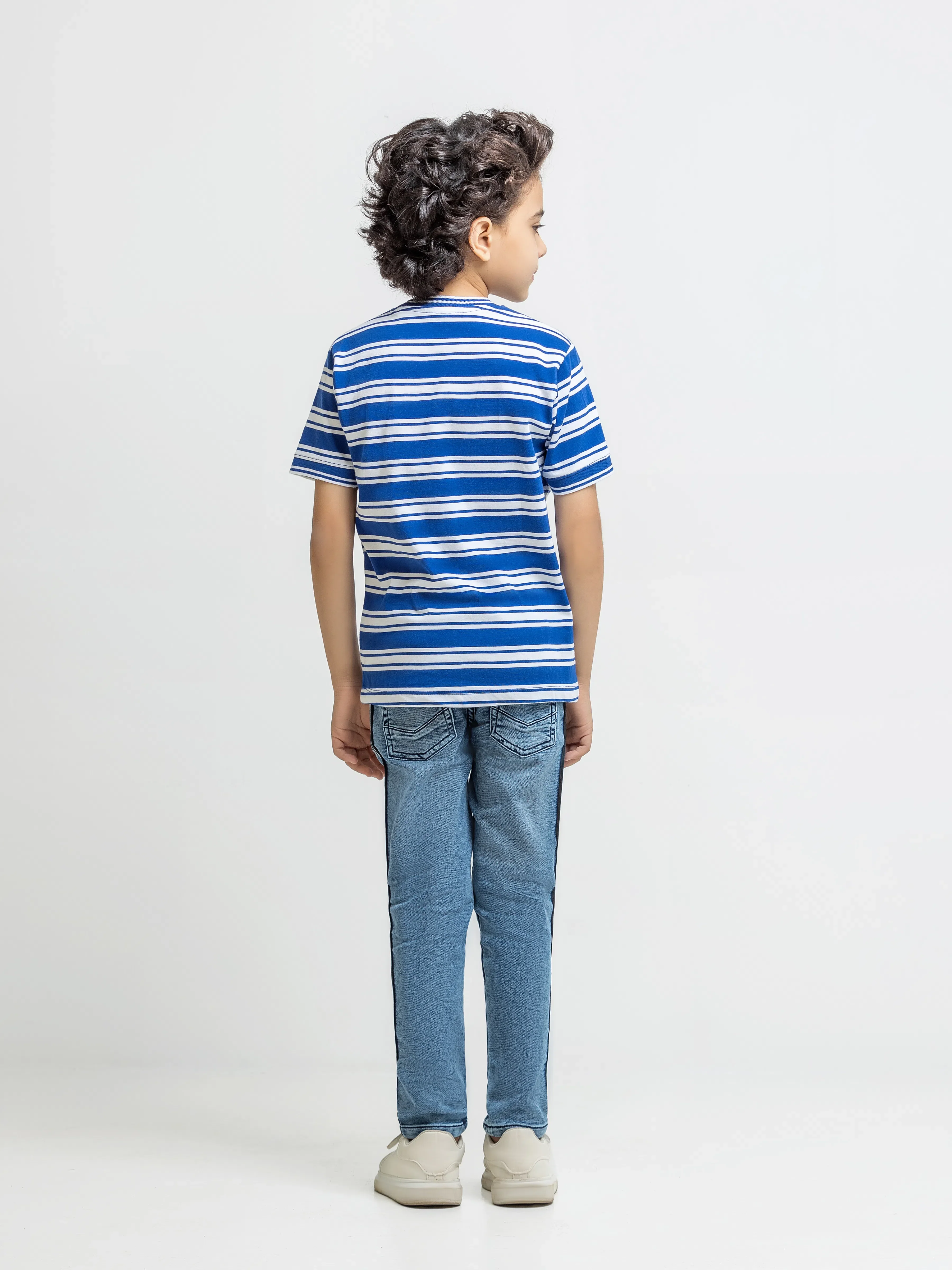 Boy's Blue & White T-Shirt - EBTTS5-040 - Image 5