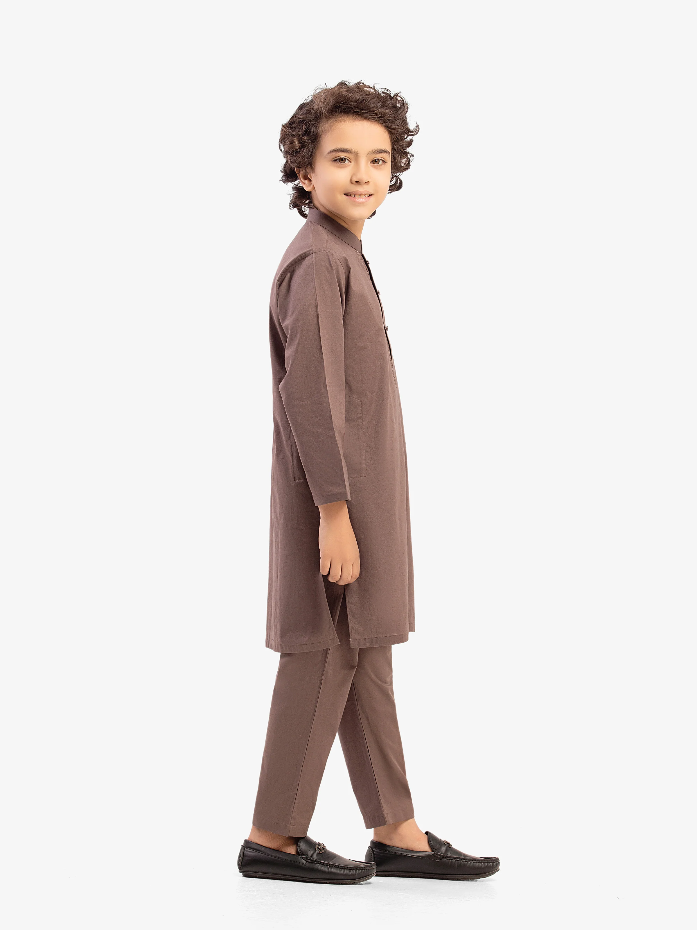 Boy's Brown Kurta Pajama - EBTKP5-028 - Image 4