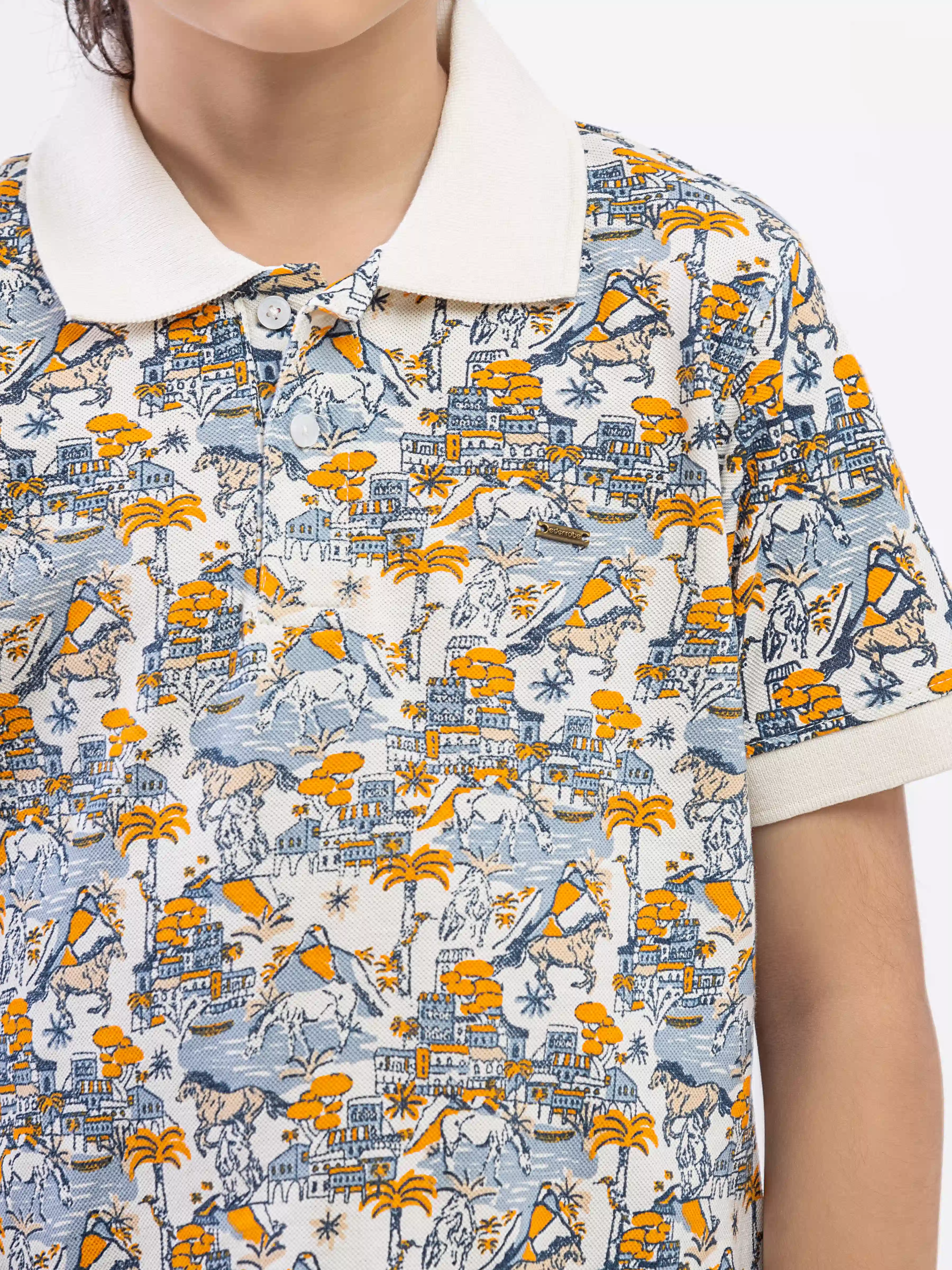 Boy's Cream Multi Polo Shirt - EBTPS6-017 - Image 3