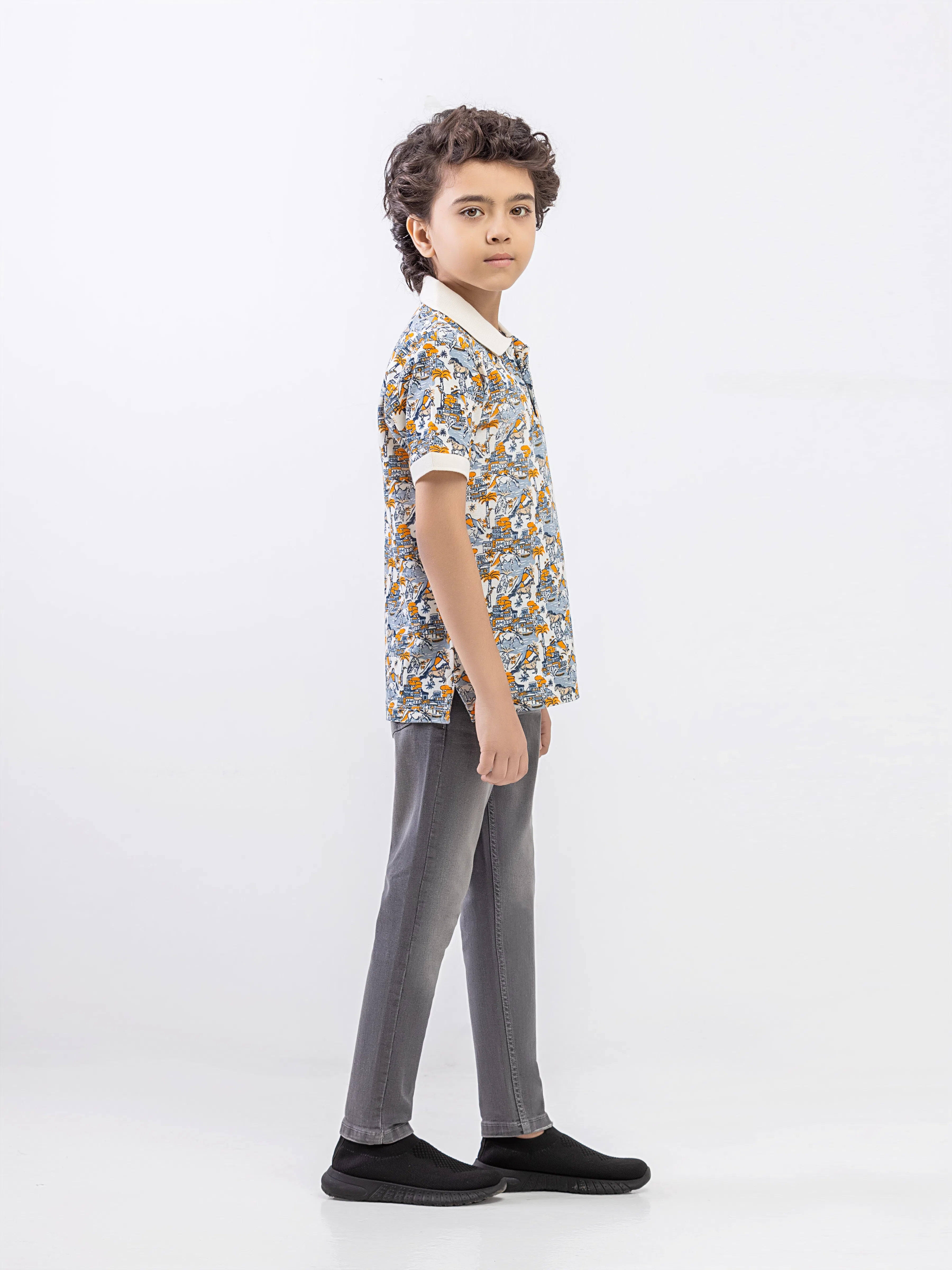Boy's Cream Multi Polo Shirt - EBTPS6-017 - Image 4
