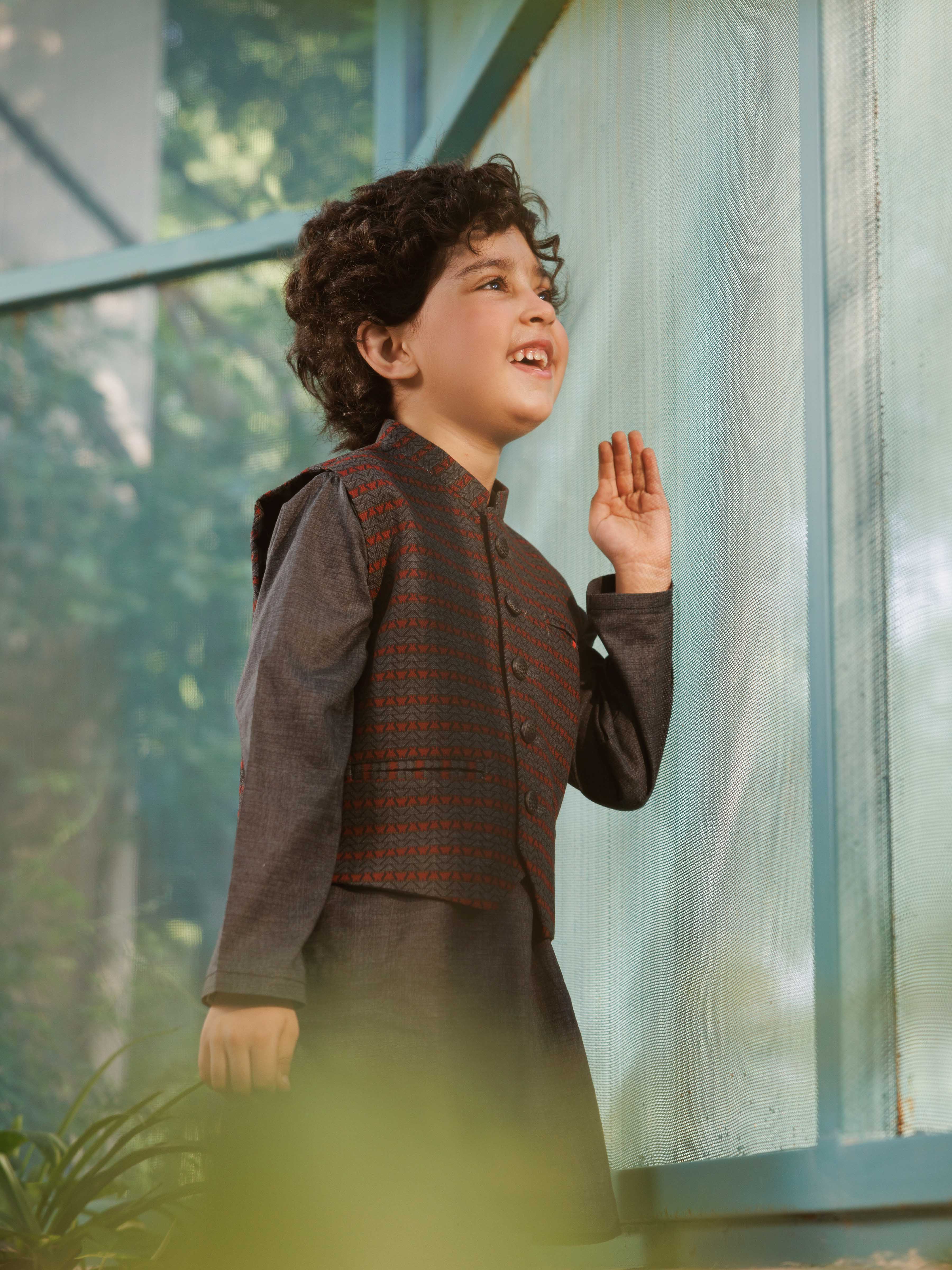 Boy's Dark Grey Waist Coat Suit - EBTWCS5-25212 - Image 4