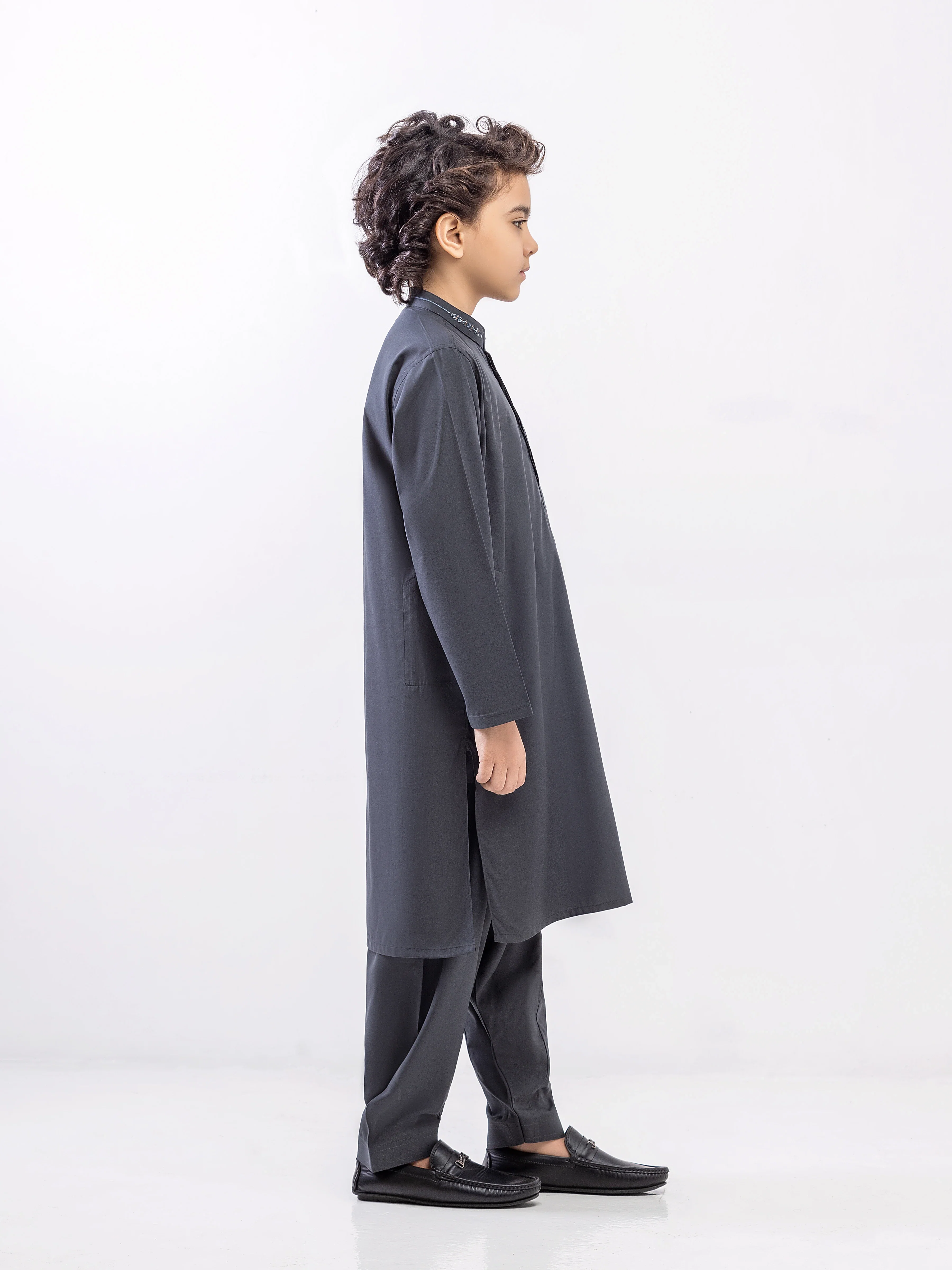 Boy's Grey Kurta Shalwar - EBTKS5-4070 - Image 4