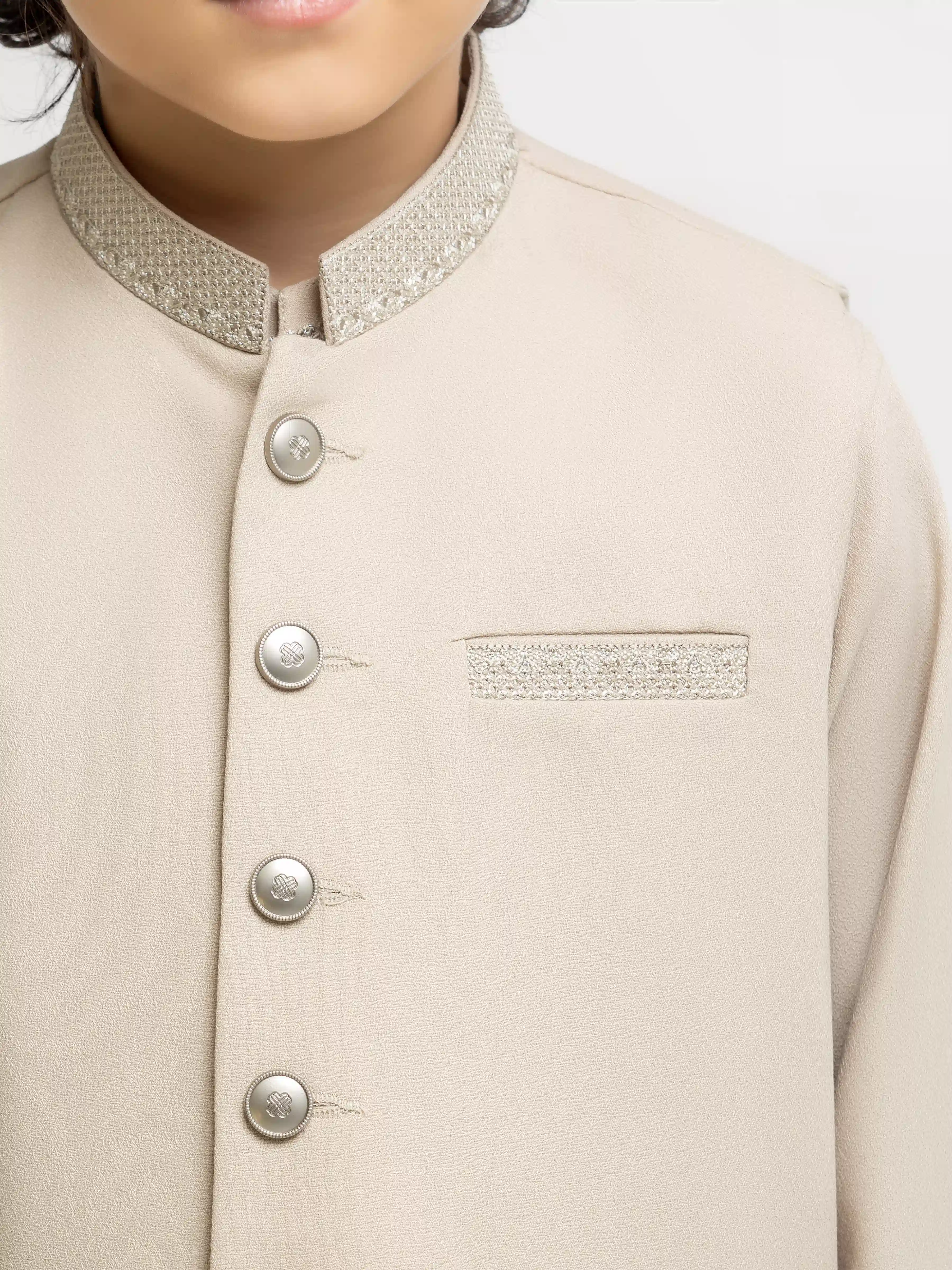 Boy's Light Beige Waist Coat Suit - ECBTWCS6-107 - Image 3