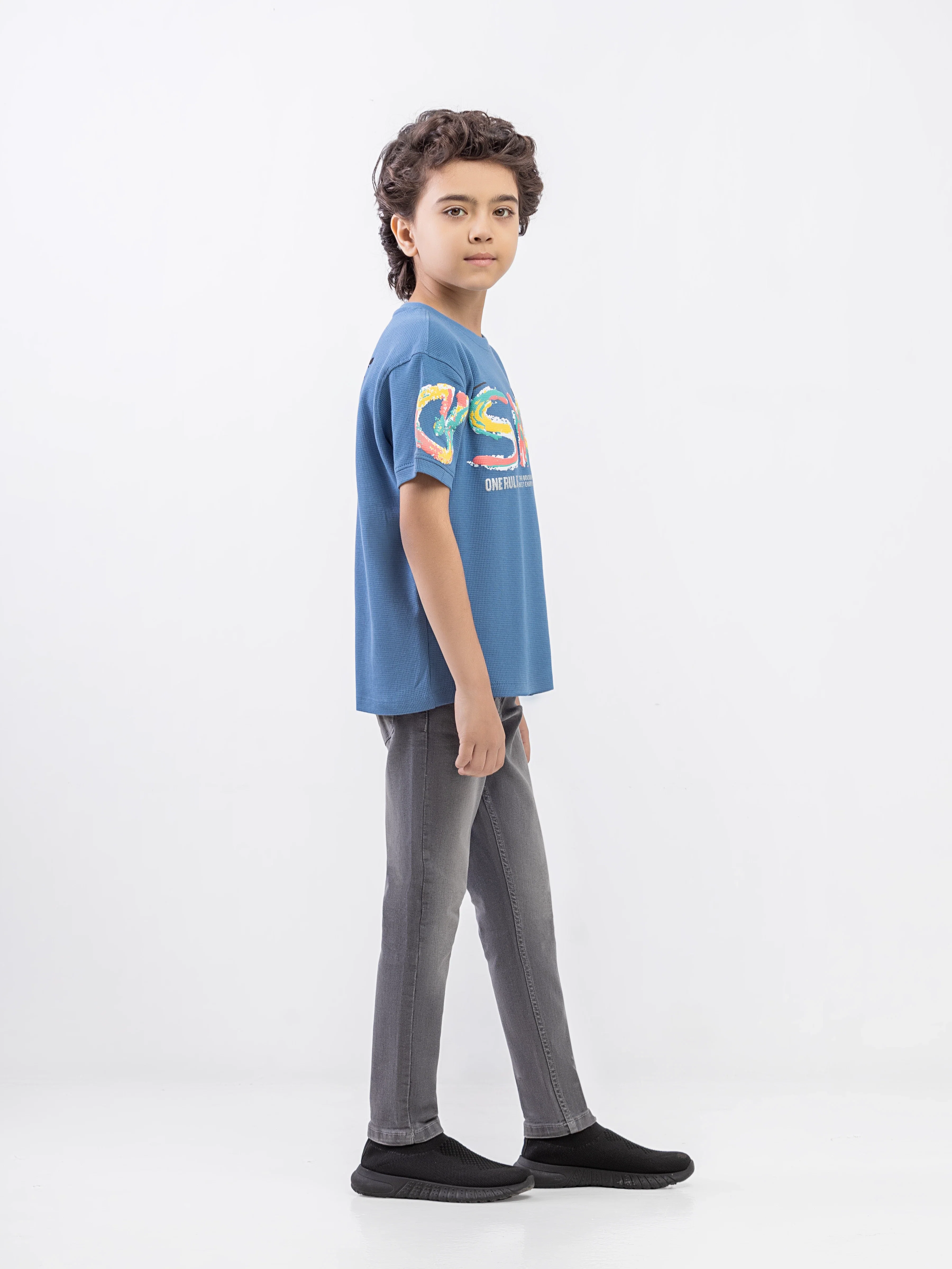 Boy's Mid Blue T-Shirt - EBTTS6-016 - Image 4