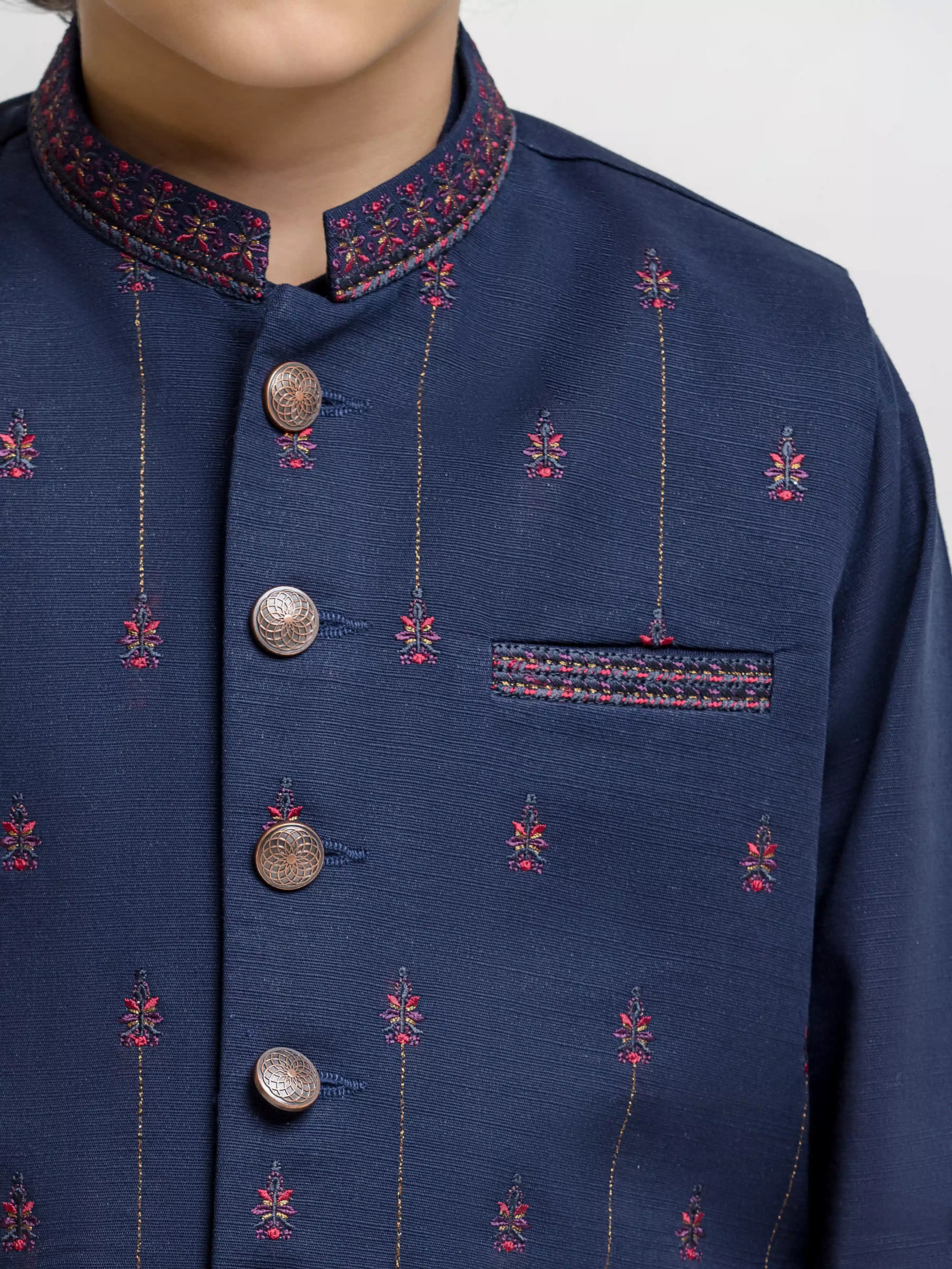 Boy's Navy Blue Waist Coat Suit - ECBTWCS6-100 - Image 3