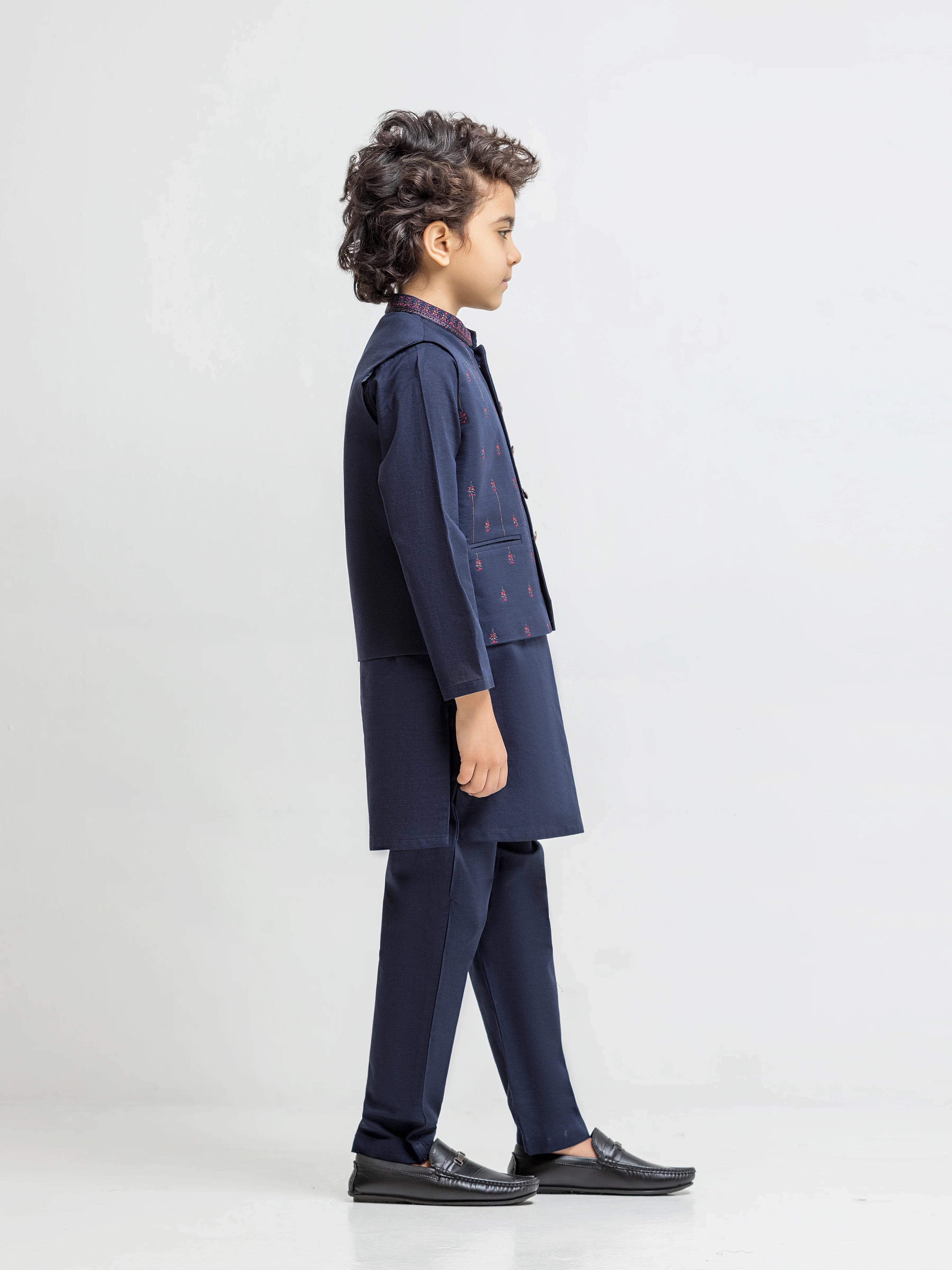 Boy's Navy Blue Waist Coat Suit - ECBTWCS6-100 - Image 4
