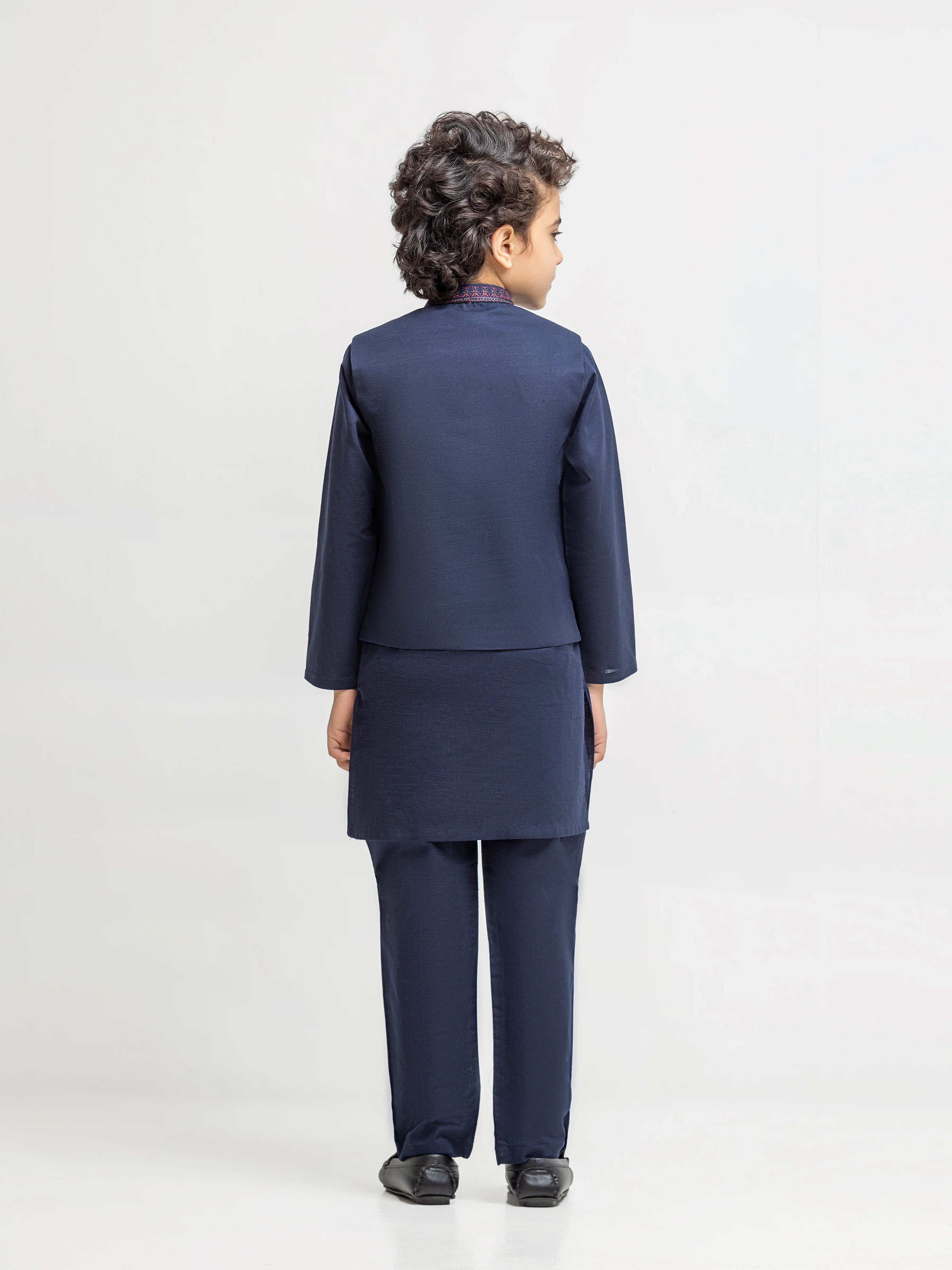 Boy's Navy Blue Waist Coat Suit - ECBTWCS6-100 - Image 5