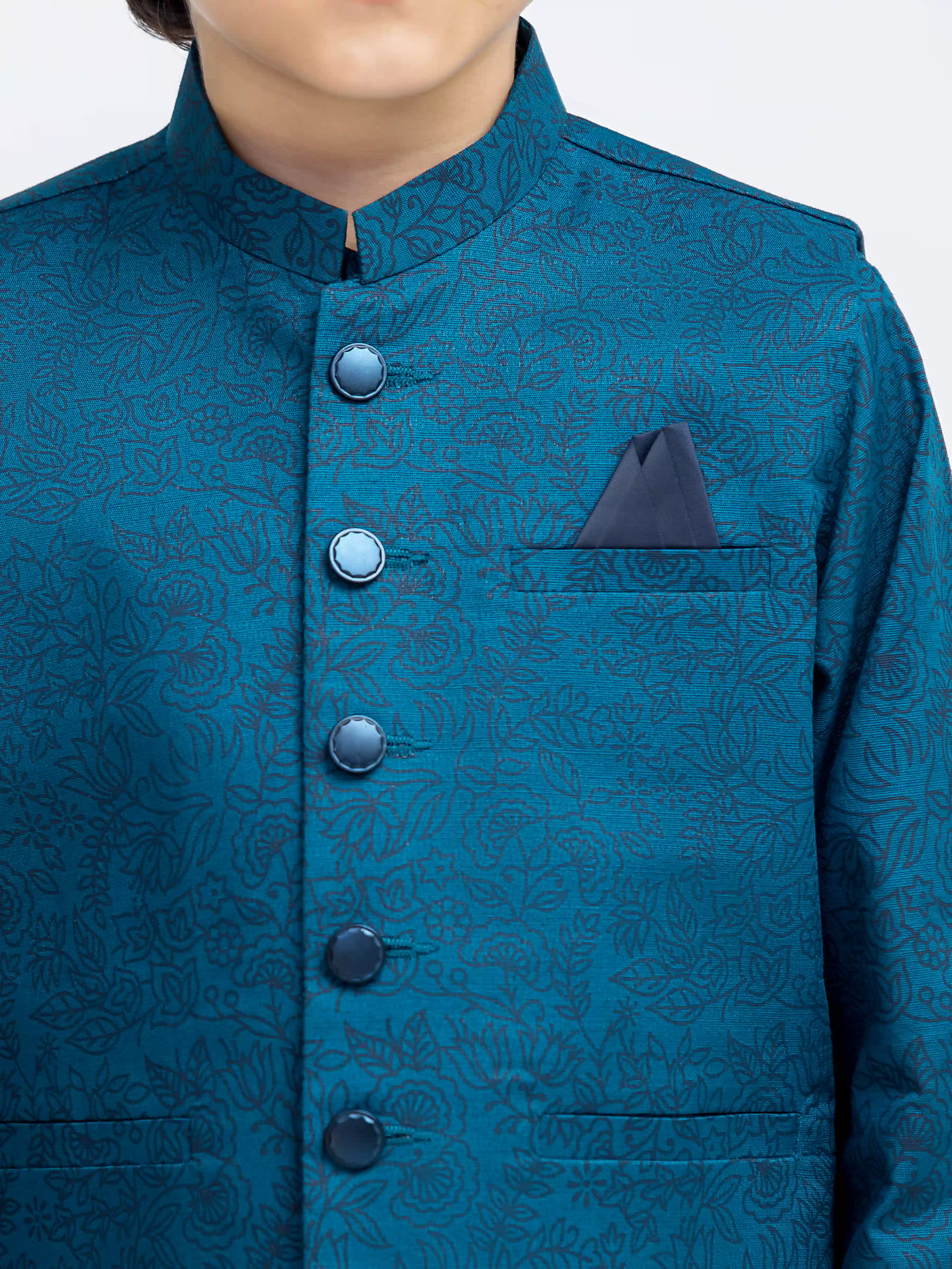 Boy's Ocean Blue Waist Coat Suit - ECBTWCS5-068 - Image 3