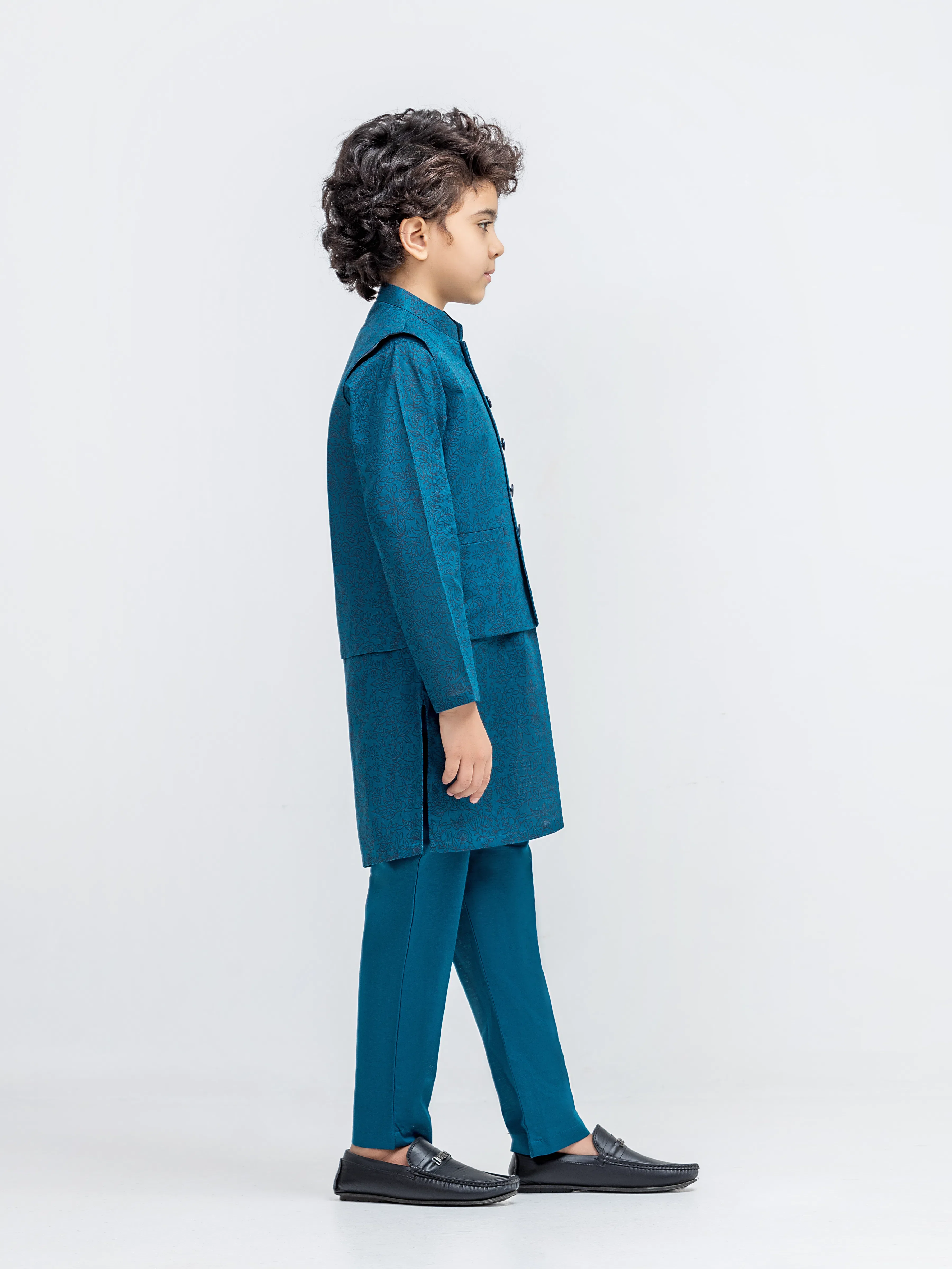 Boy's Ocean Blue Waist Coat Suit - ECBTWCS5-068 - Image 4