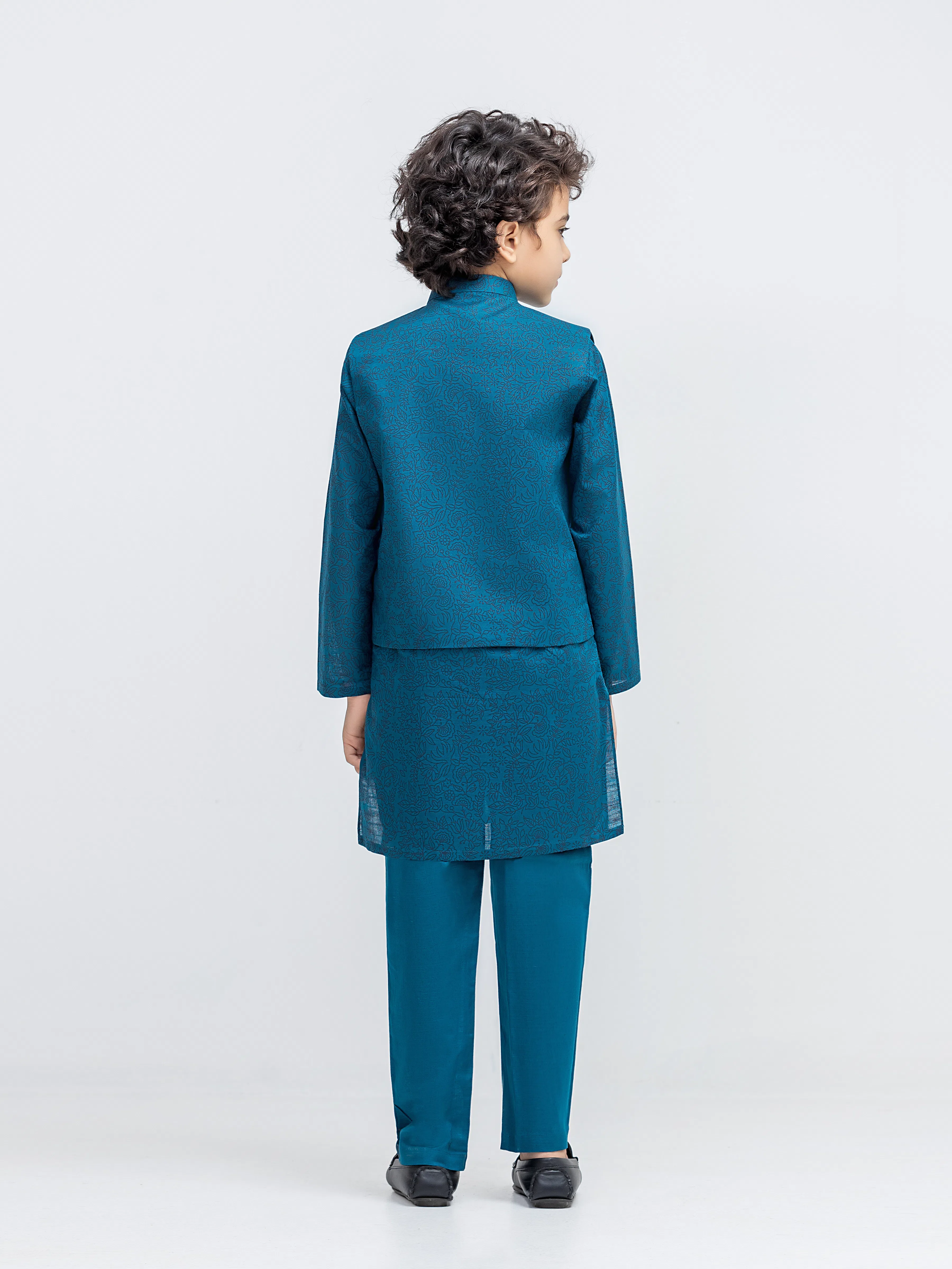 Boy's Ocean Blue Waist Coat Suit - ECBTWCS5-068 - Image 5