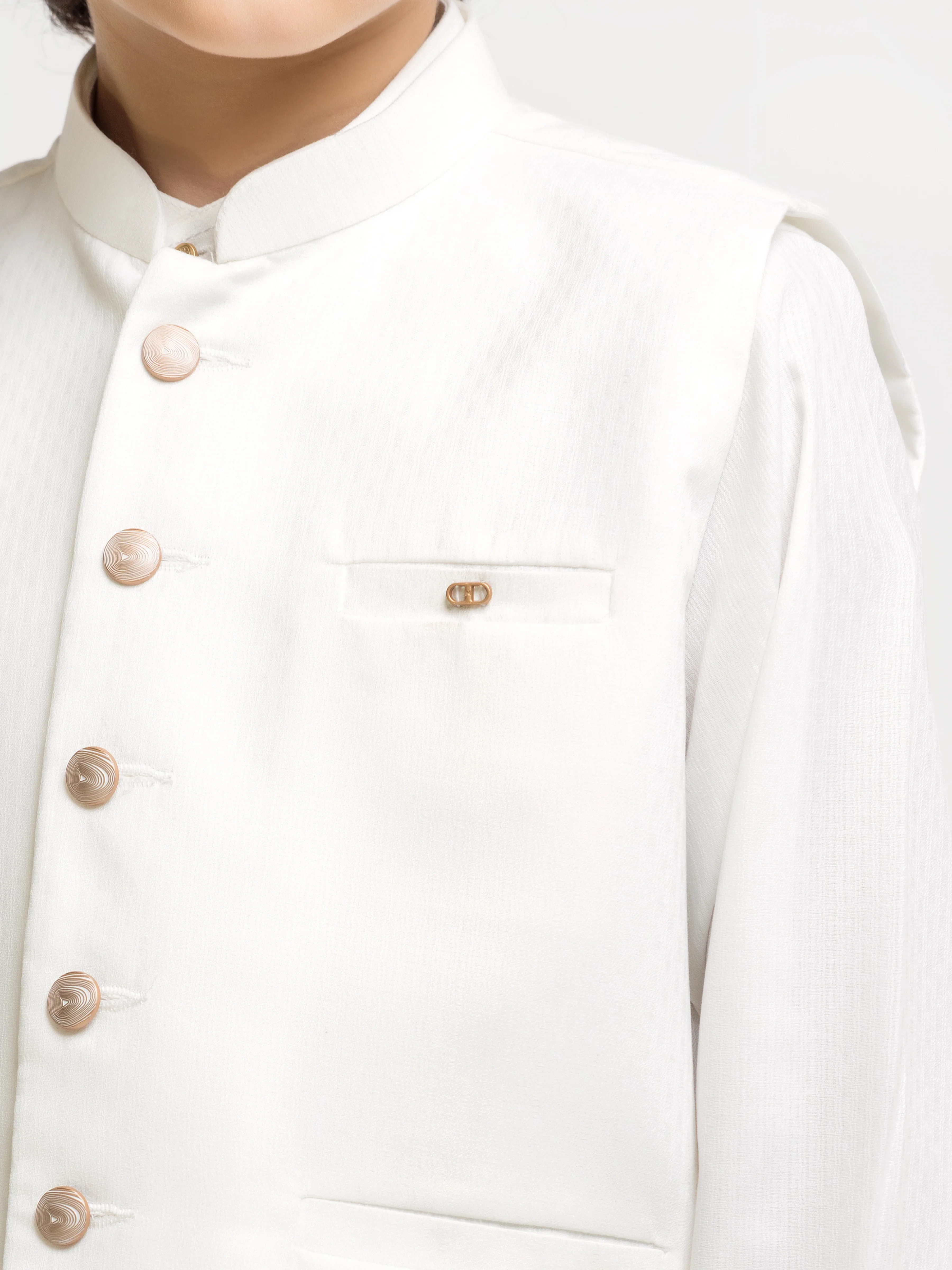 Boy's Off White Waist Coat Suit - ECBTWCS6-095 - Image 3