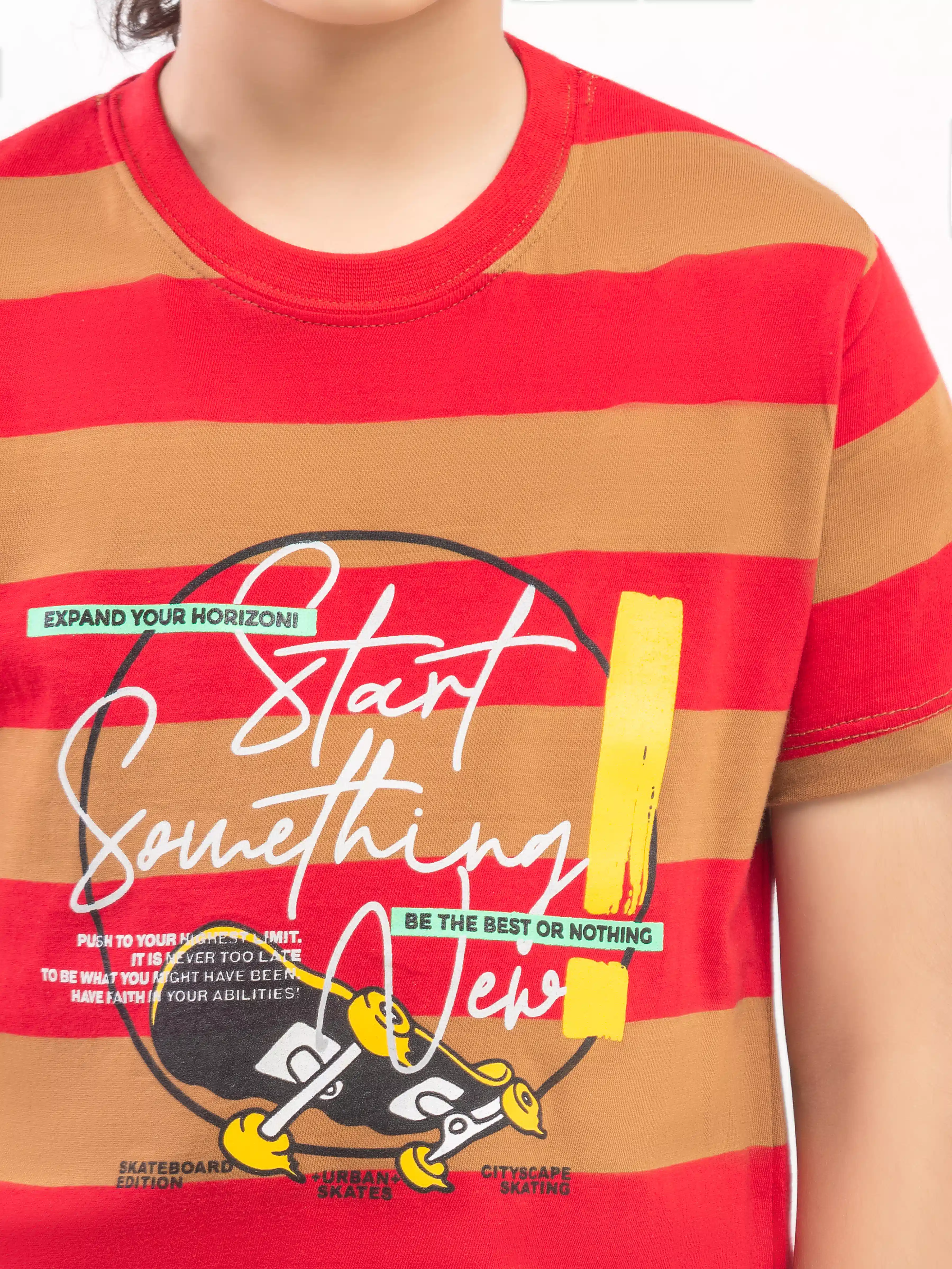 Boy's Red & Brown T-Shirt - EBTTS6-057 - Image 3