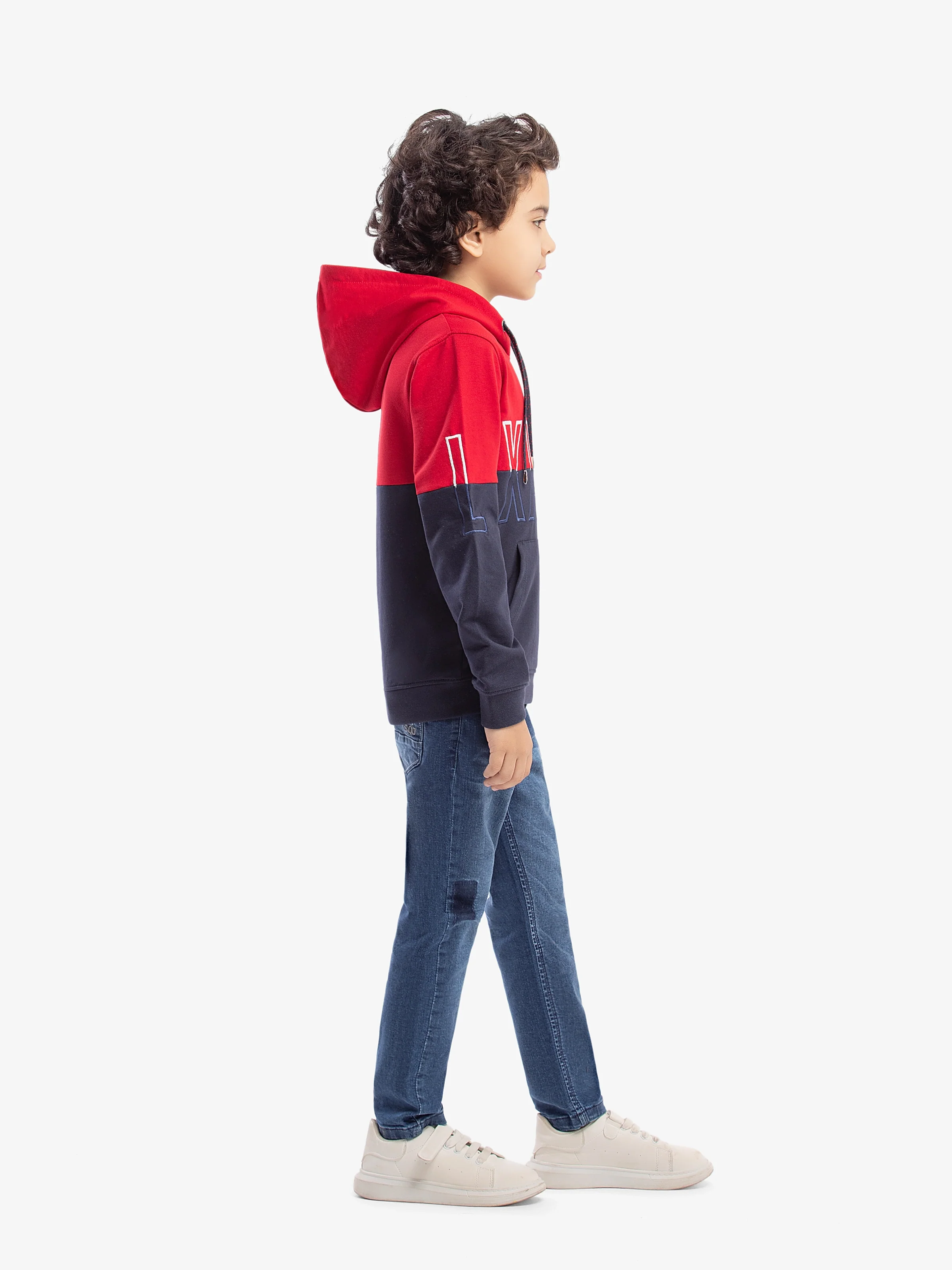 Boy's Red & Navy Hoodie - EBTH5-013 - Image 4