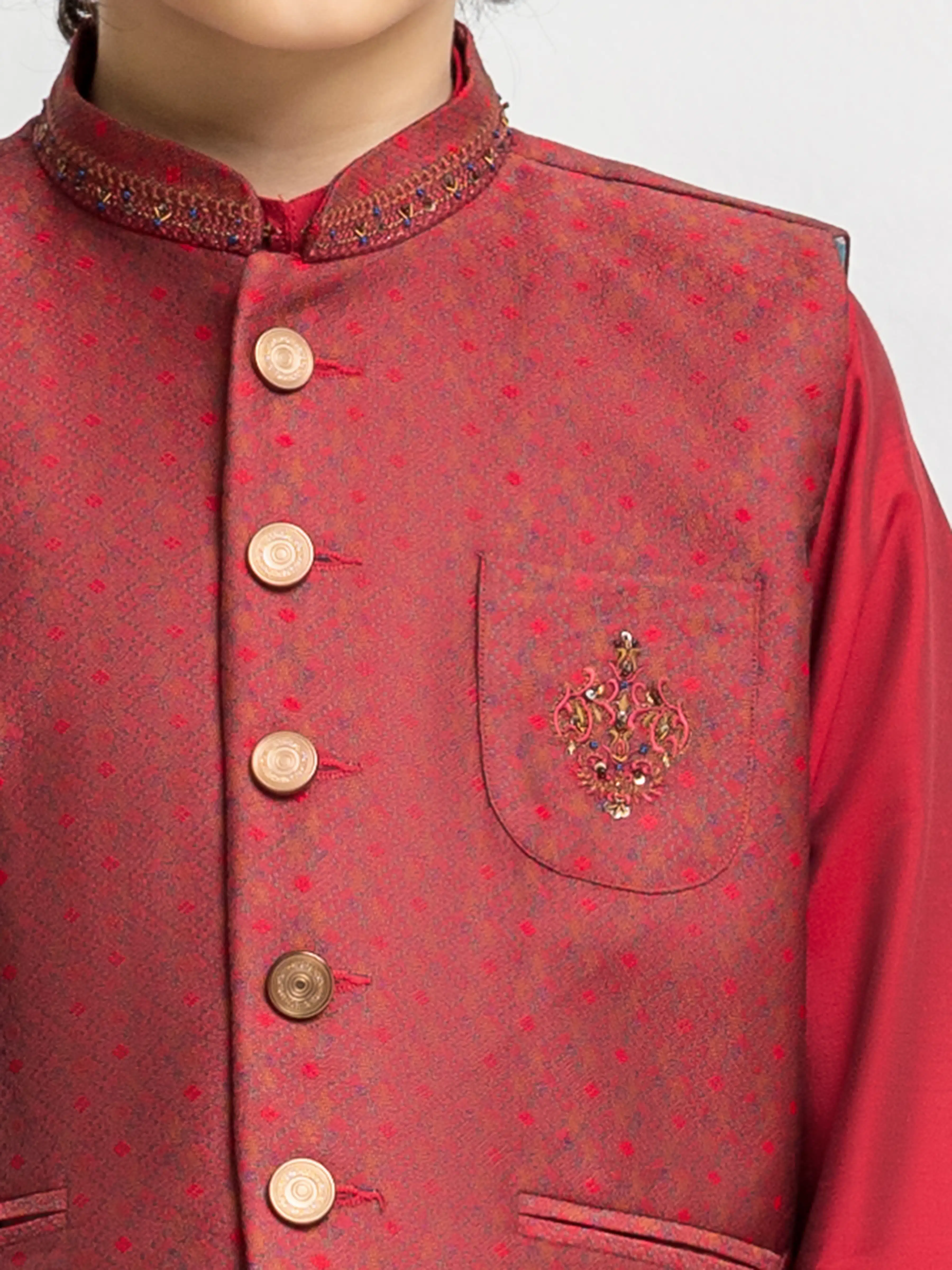 Boy's Red Waist Coat Suit - EBTWCSC5-031 - Image 3