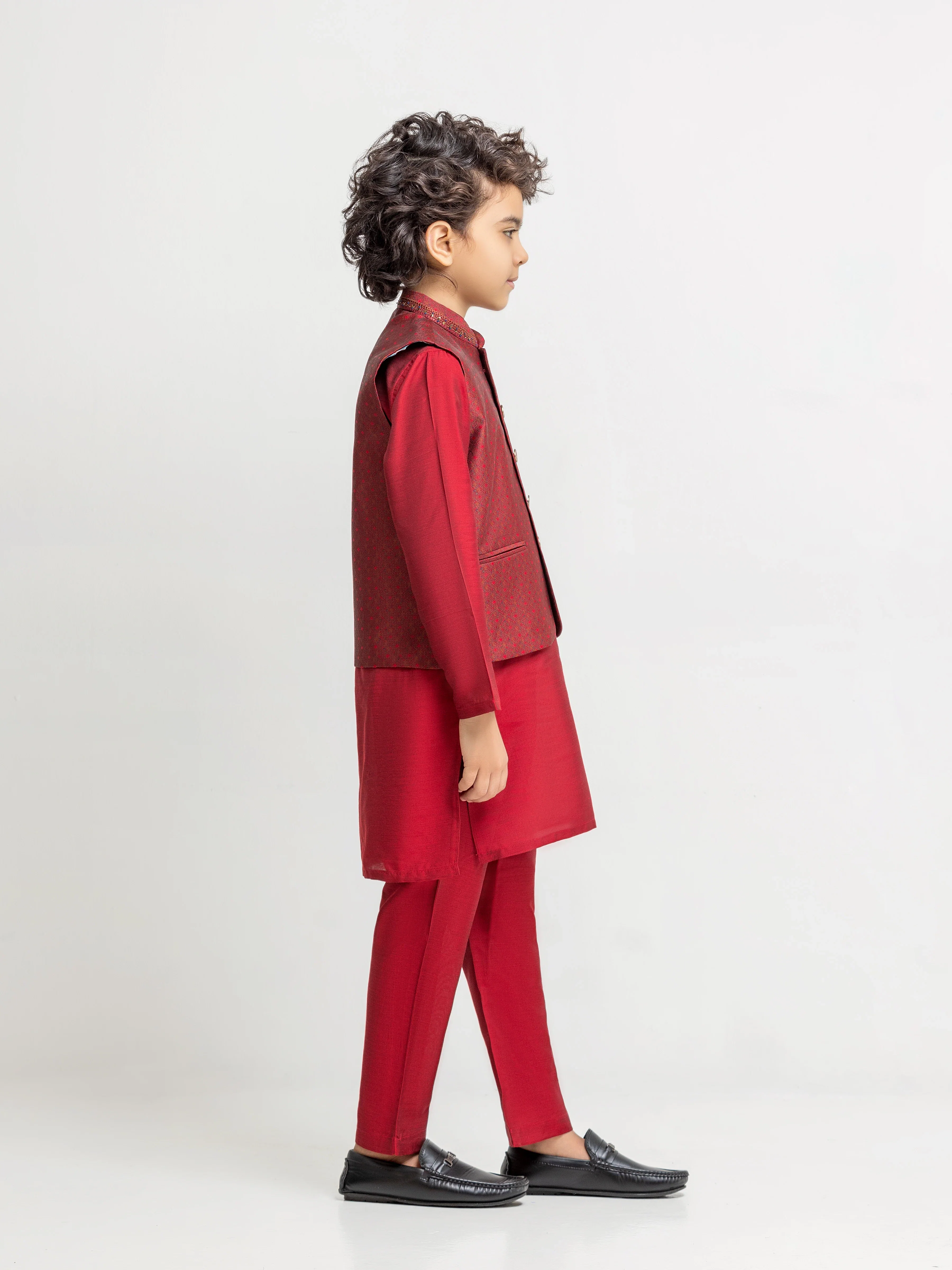 Boy's Red Waist Coat Suit - EBTWCSC5-031 - Image 4