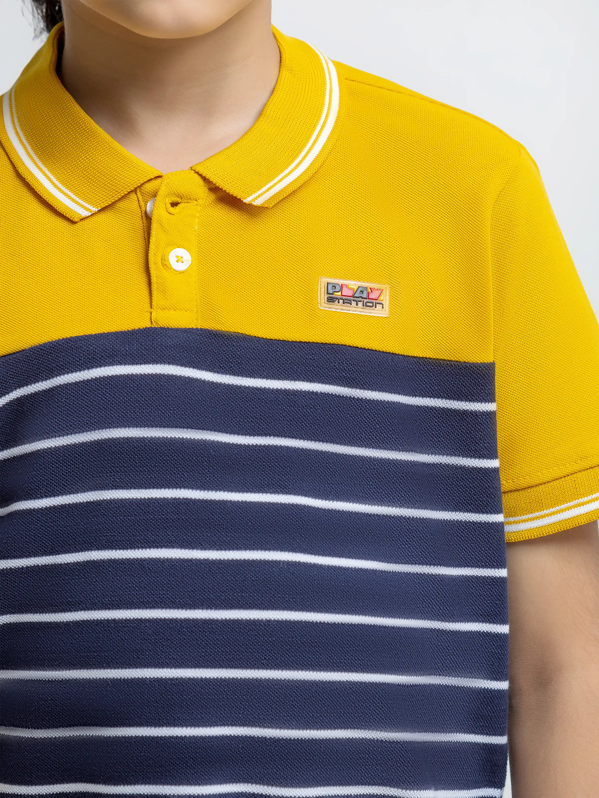 Boy's Yellow & Navy Polo Shirt - EBTPS6-054 - Image 3