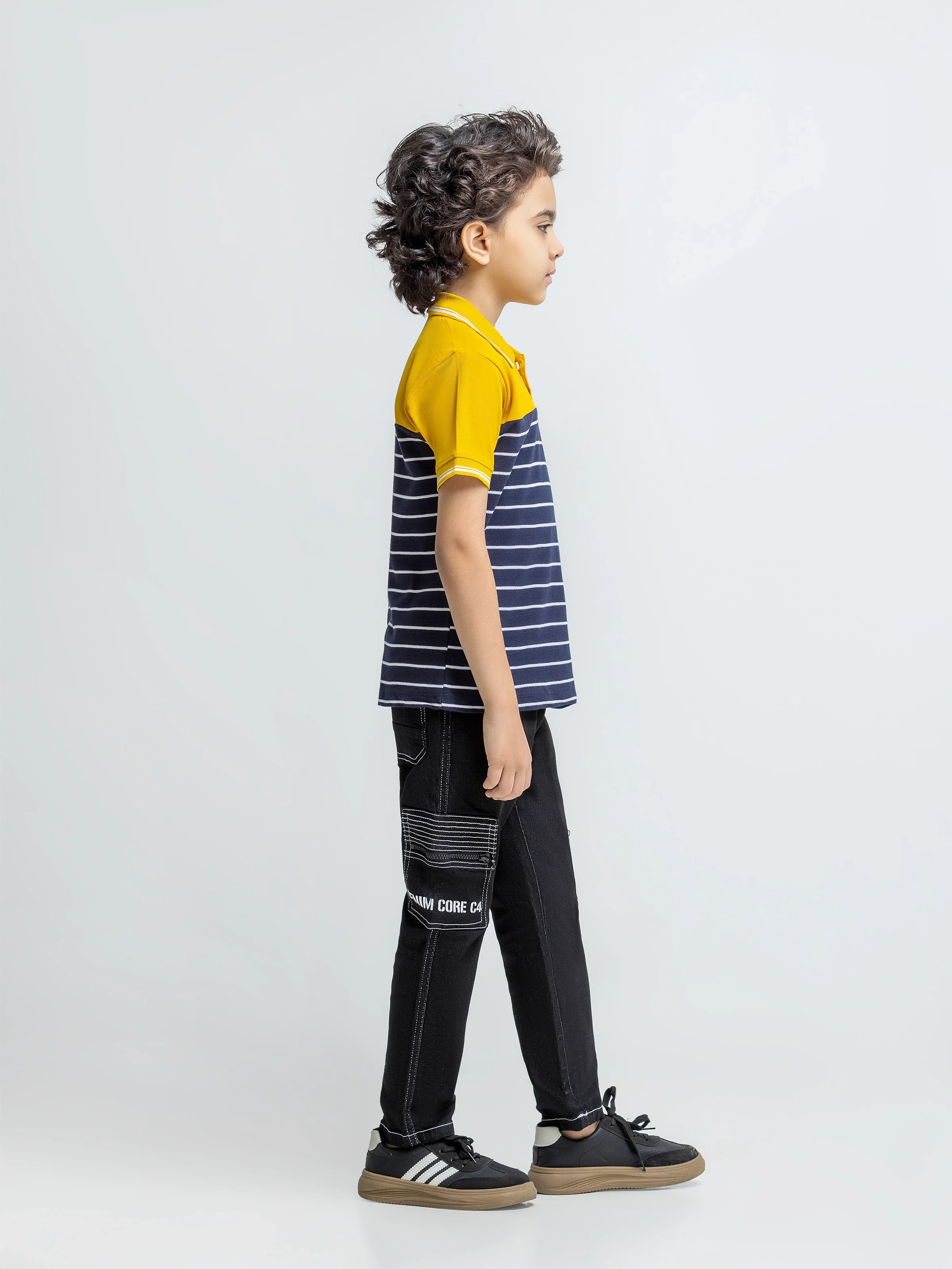 Boy's Yellow & Navy Polo Shirt - EBTPS6-054 - Image 4