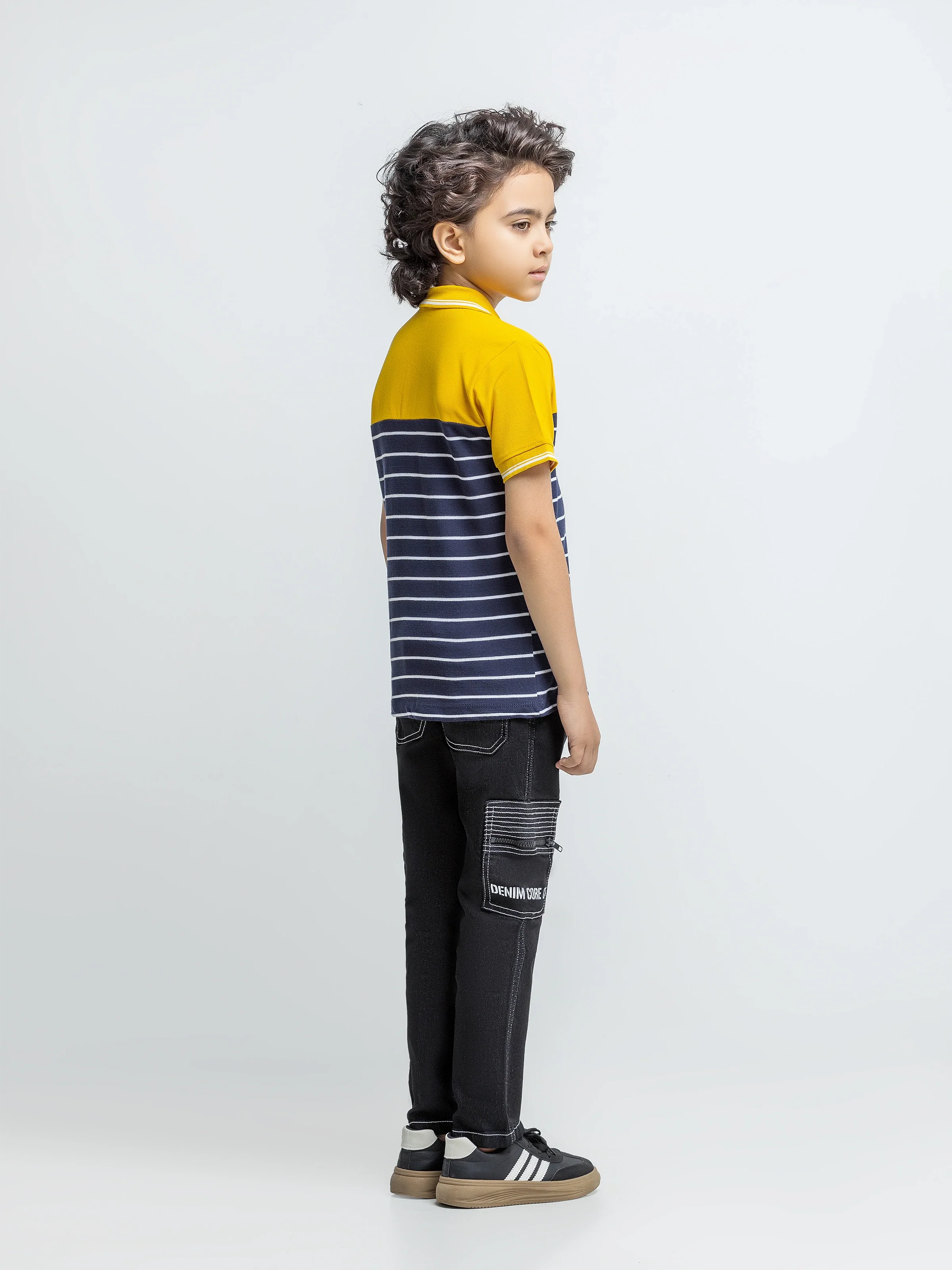 Boy's Yellow & Navy Polo Shirt - EBTPS6-054 - Image 5