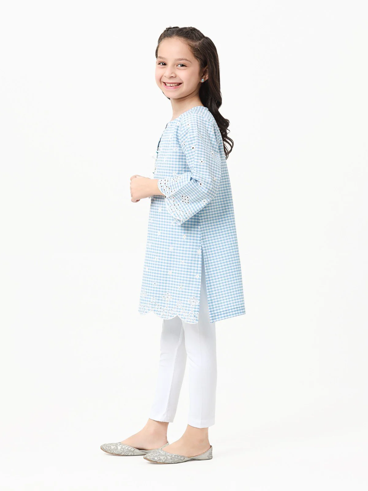 Girl's Sky Blue Cotton Kurti - EGTKE23-70614 - Image 4