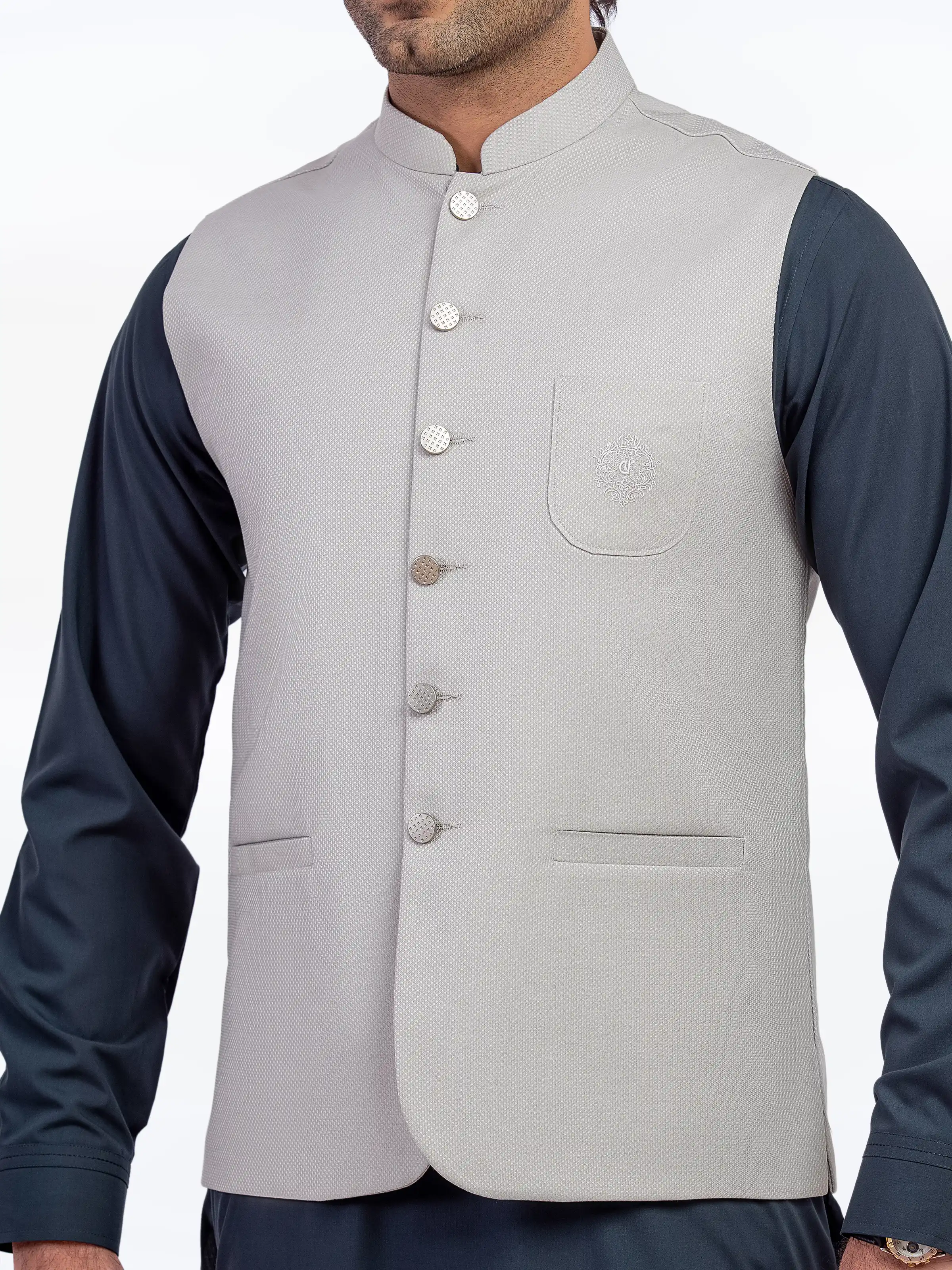 Men's Ash Grey Waist Coat - EMTWC5-35954 - Image 3