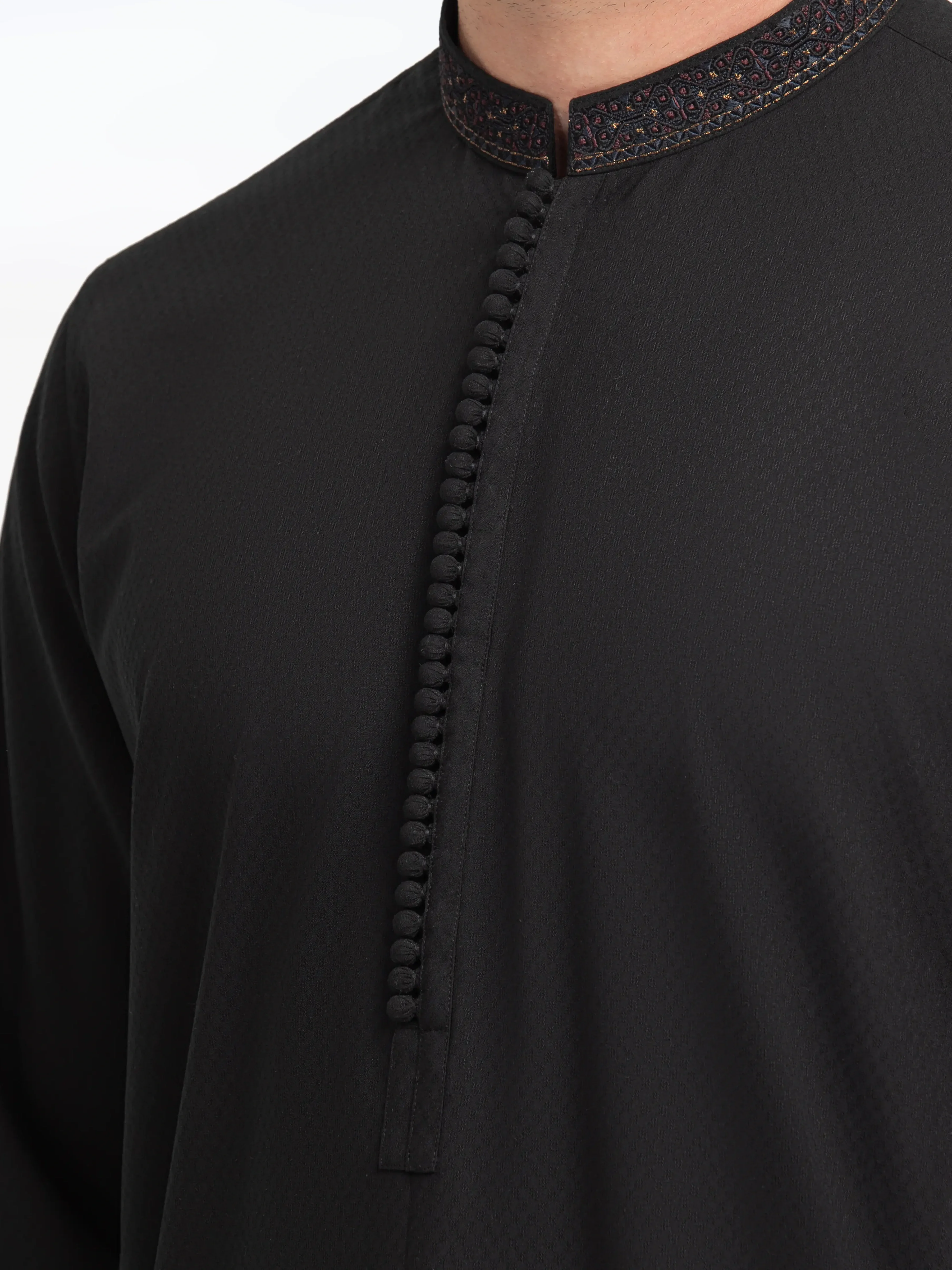 Men's Black Kurta - EMTK5-99549 - Image 3