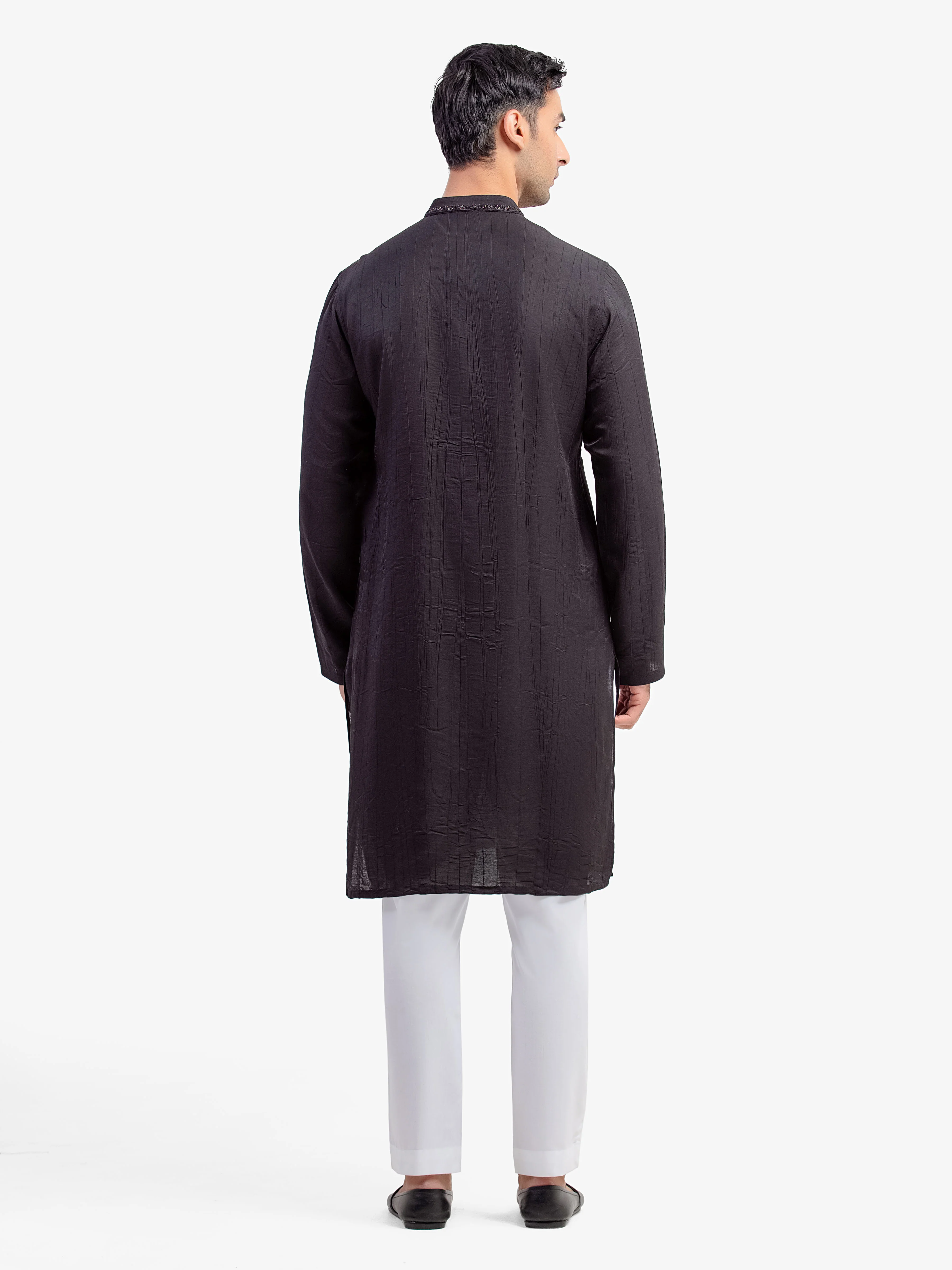 Men's Black Kurta - EMTKC5-155 - Image 4