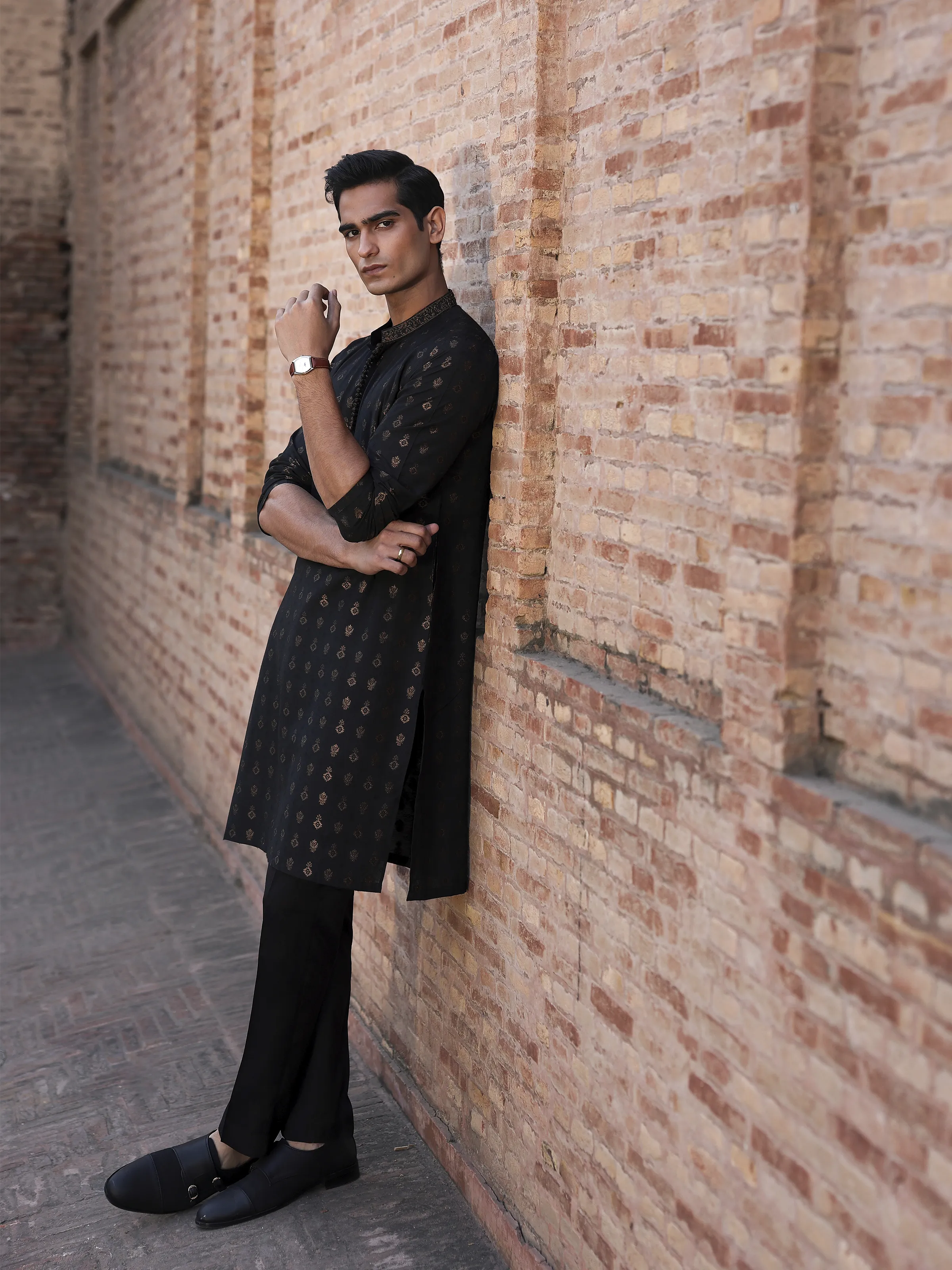 Men's Black Kurta Pajama - EMTKPC5-001 - Image 6