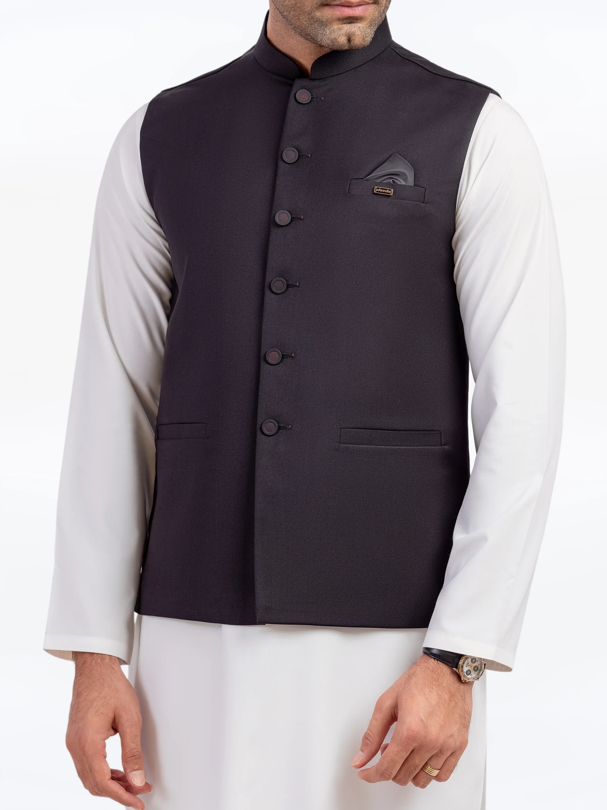 Men's Black Waist Coat - EMTWCP5-35952 - Image 3