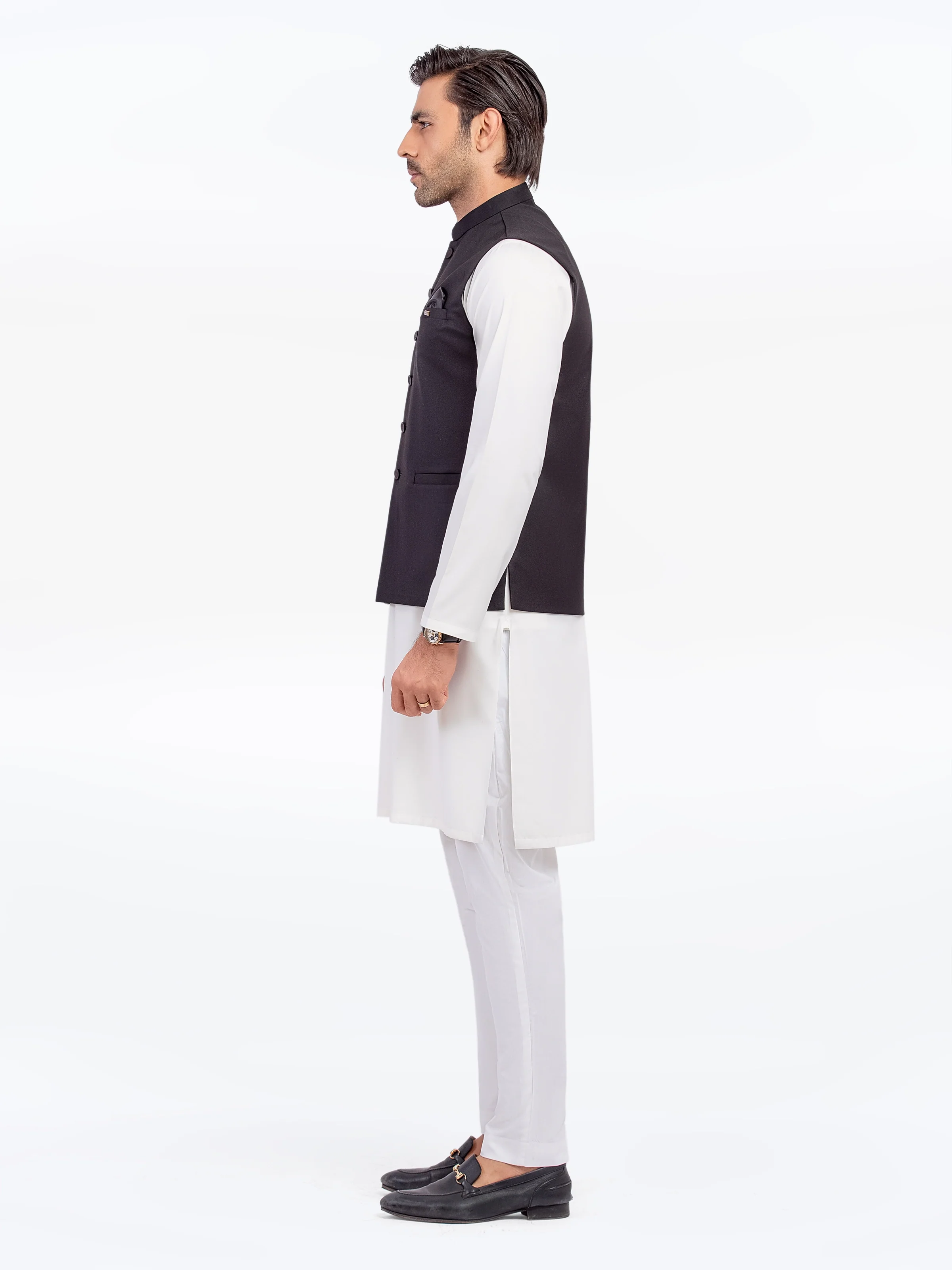 Men's Black Waist Coat - EMTWCP5-35952 - Image 4