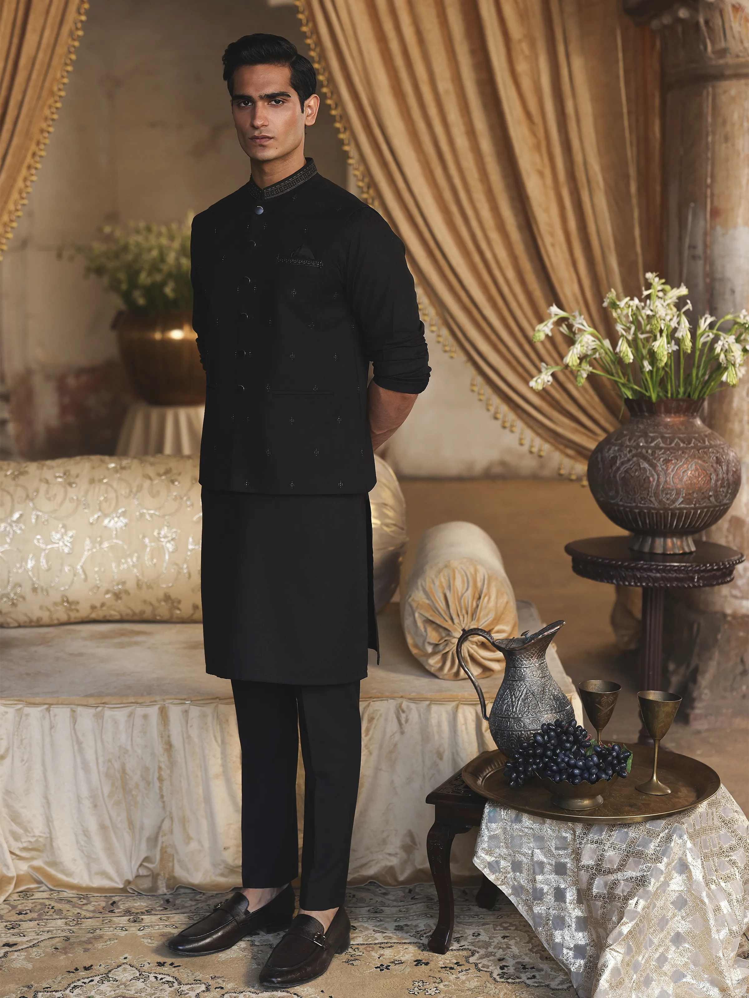 Men's Black Waist Coat Suit - EMTWCS5-015 - Image 3