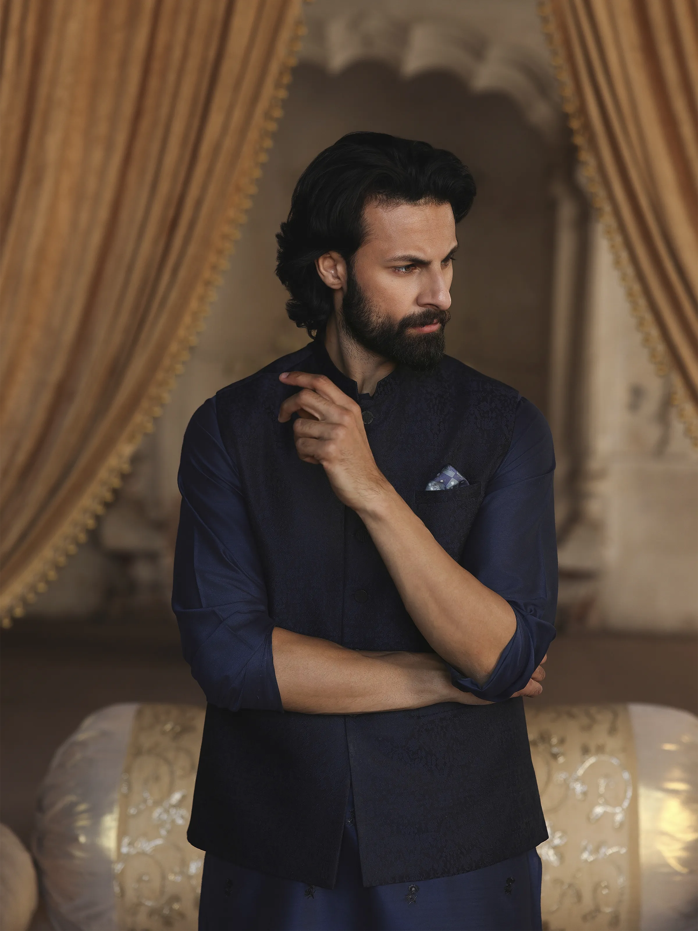 Men's Blue Waist Coat Suit - ECMTWCS5-020 - Image 5