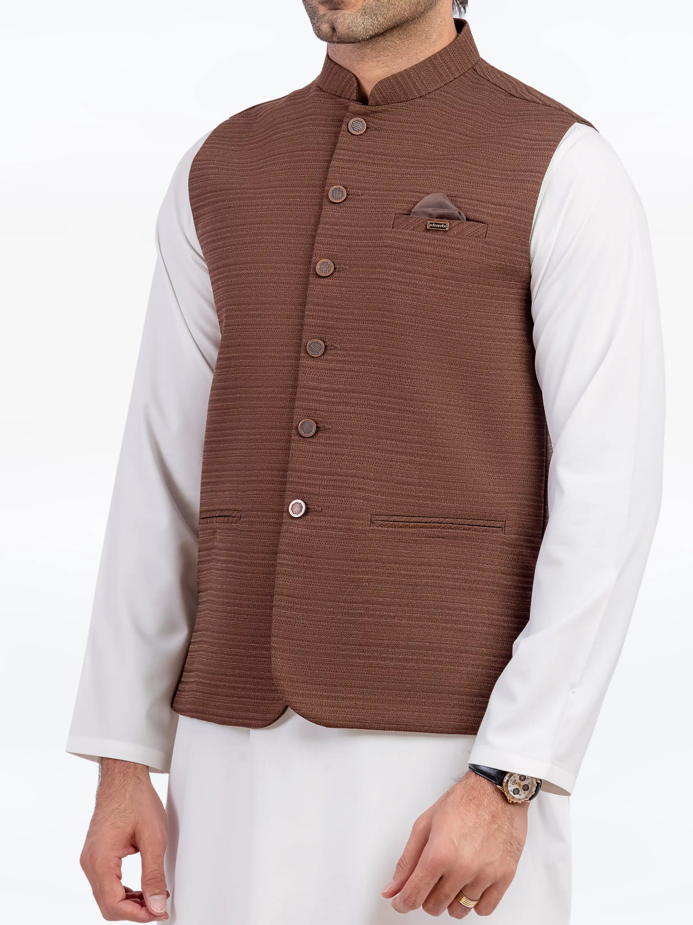 Men's Brown Waist Coat - EMTWC5-35957 - Image 3