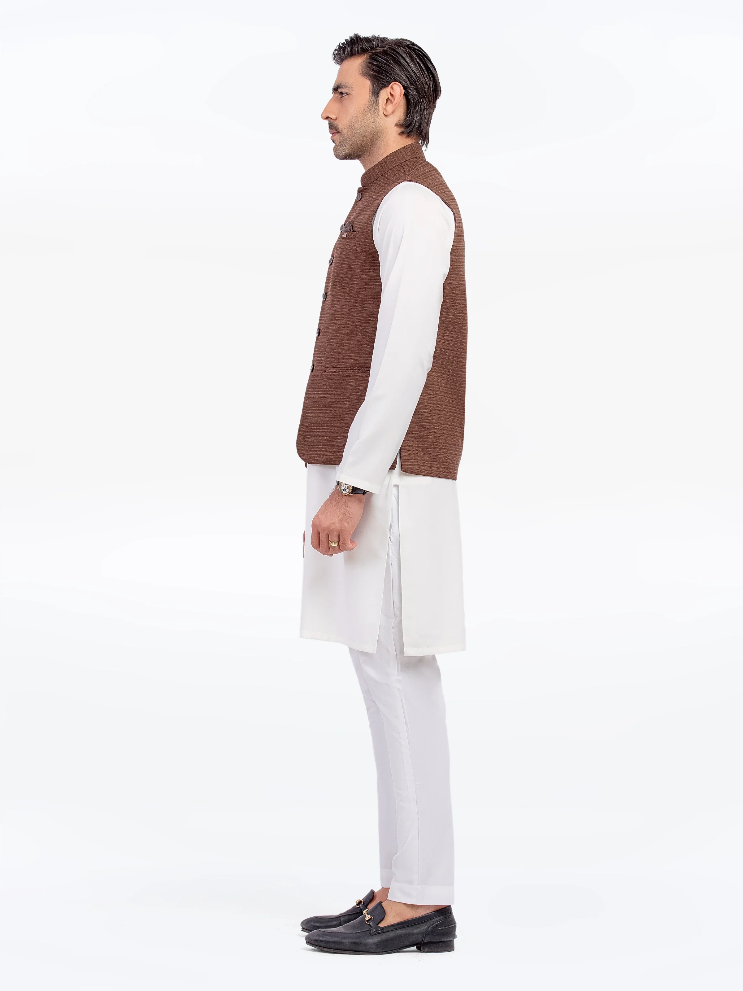 Men's Brown Waist Coat - EMTWC5-35957 - Image 4