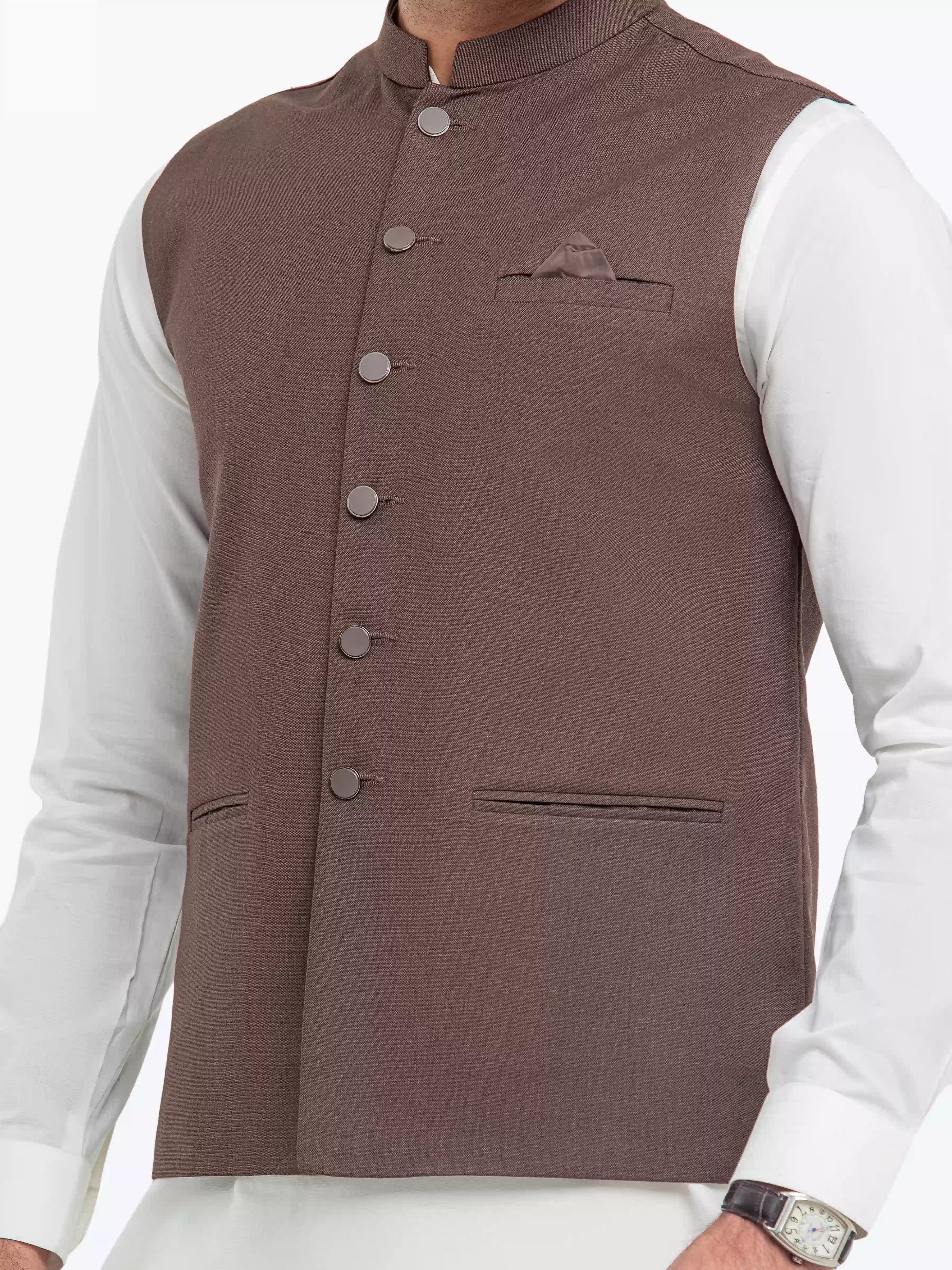 Men's Brown Waist Coat - EMTWCP5-35944 - Image 3