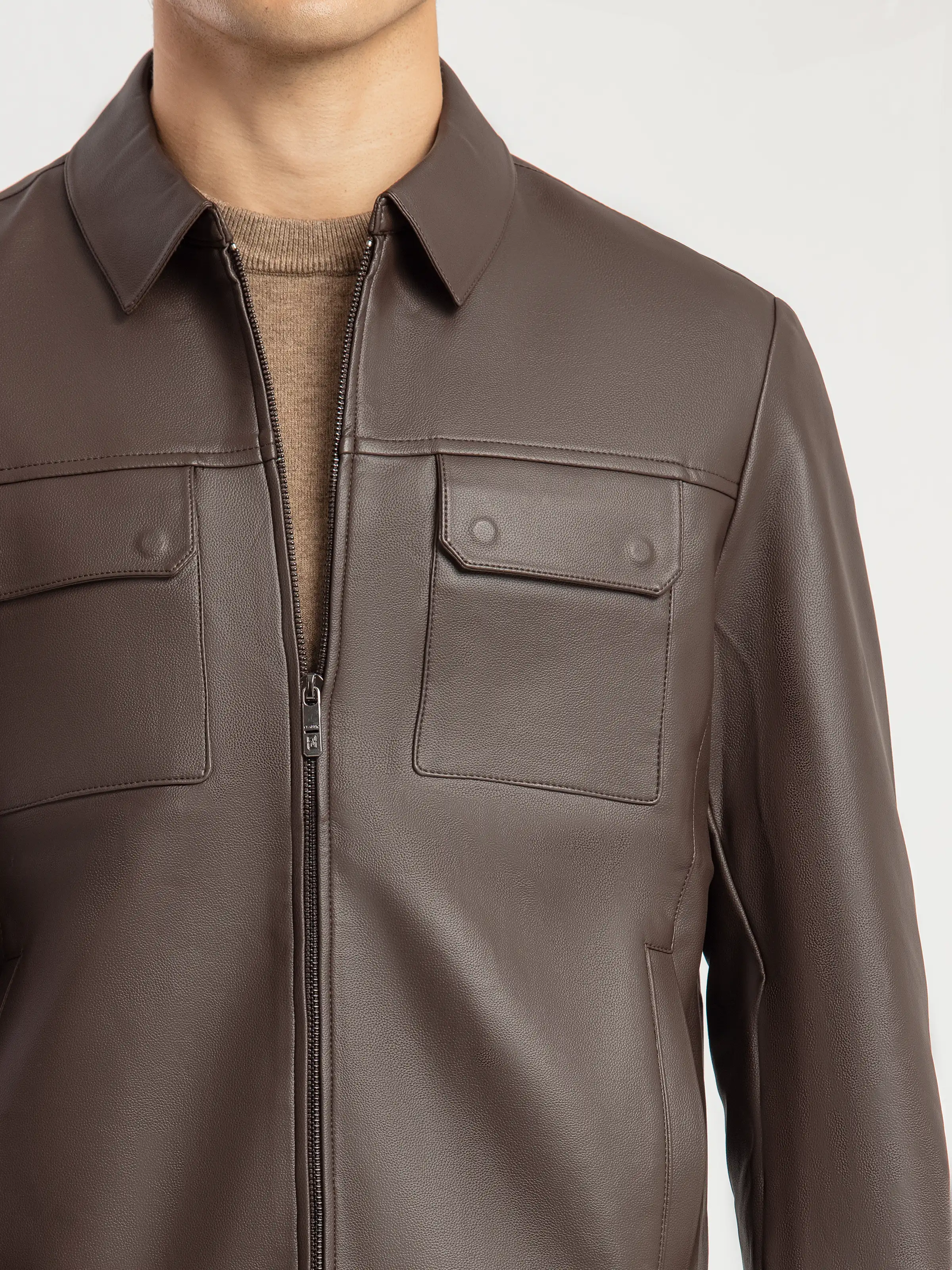 Men's Chocolate Brown Jacket - EMTJ5-009 - Image 3